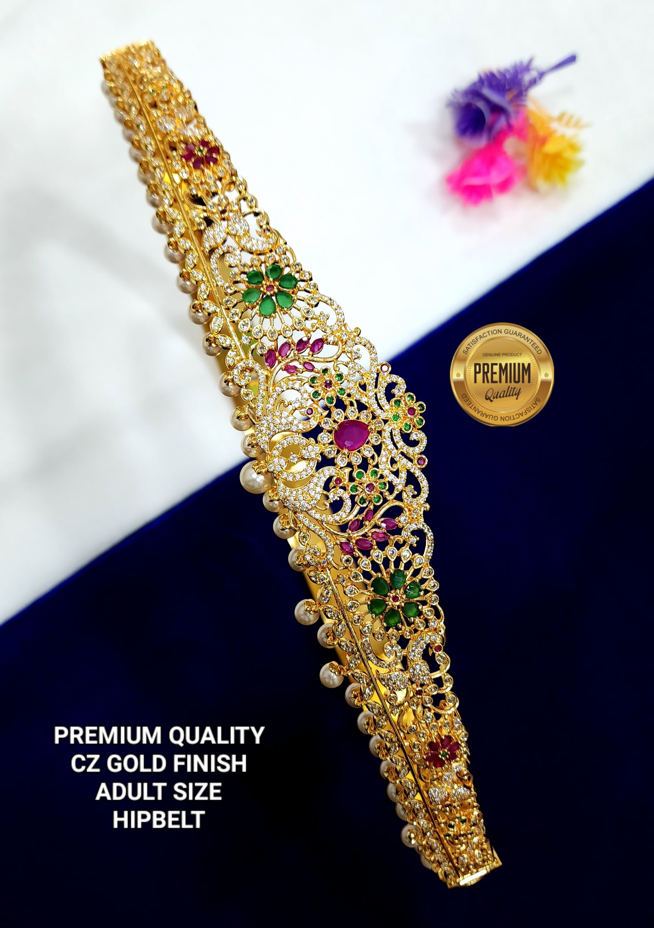 GOLD FINISH ADULT SIZE HIPBELT CZ