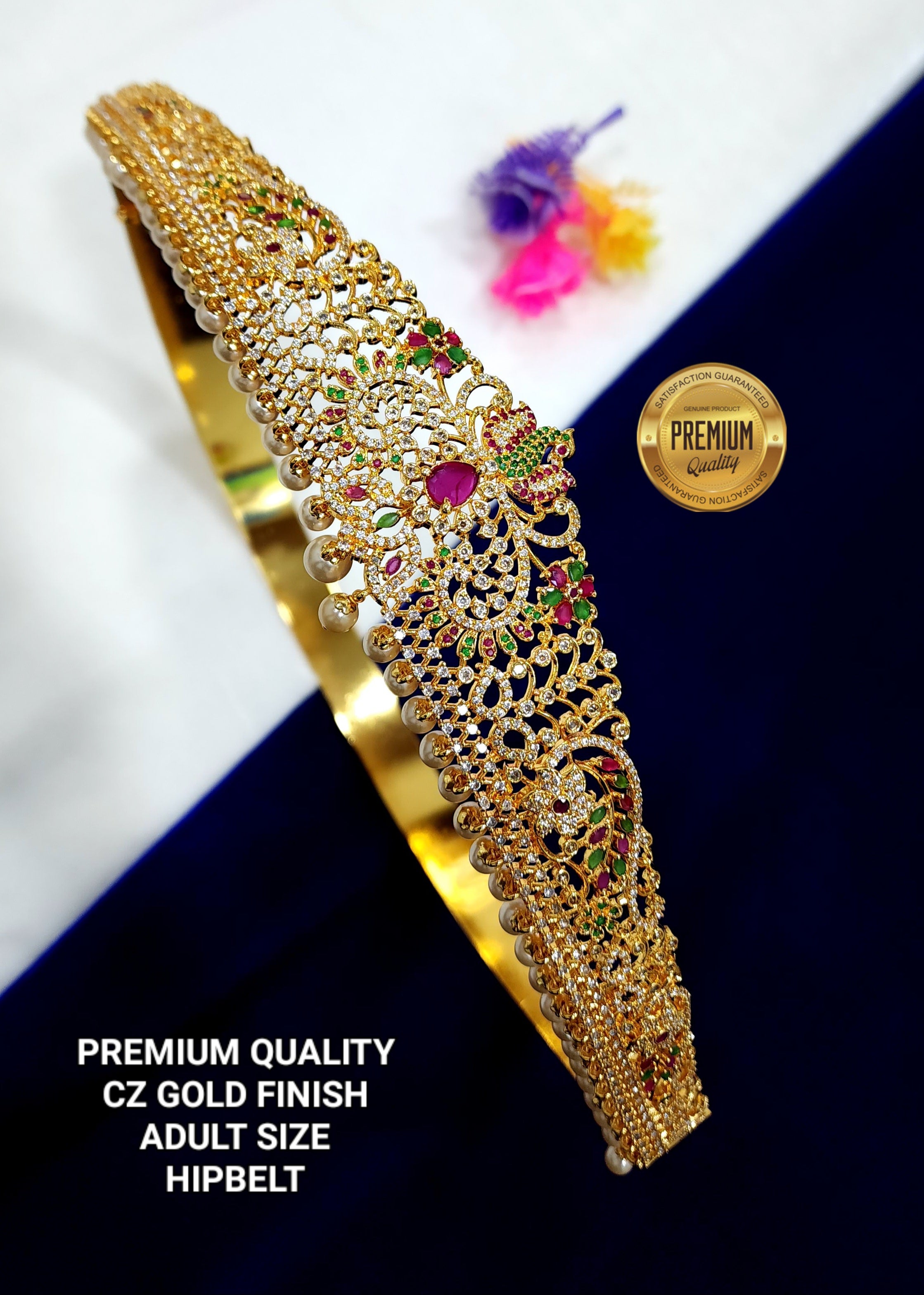 GOLD FINISH ADULT SIZE HIPBELT CZ