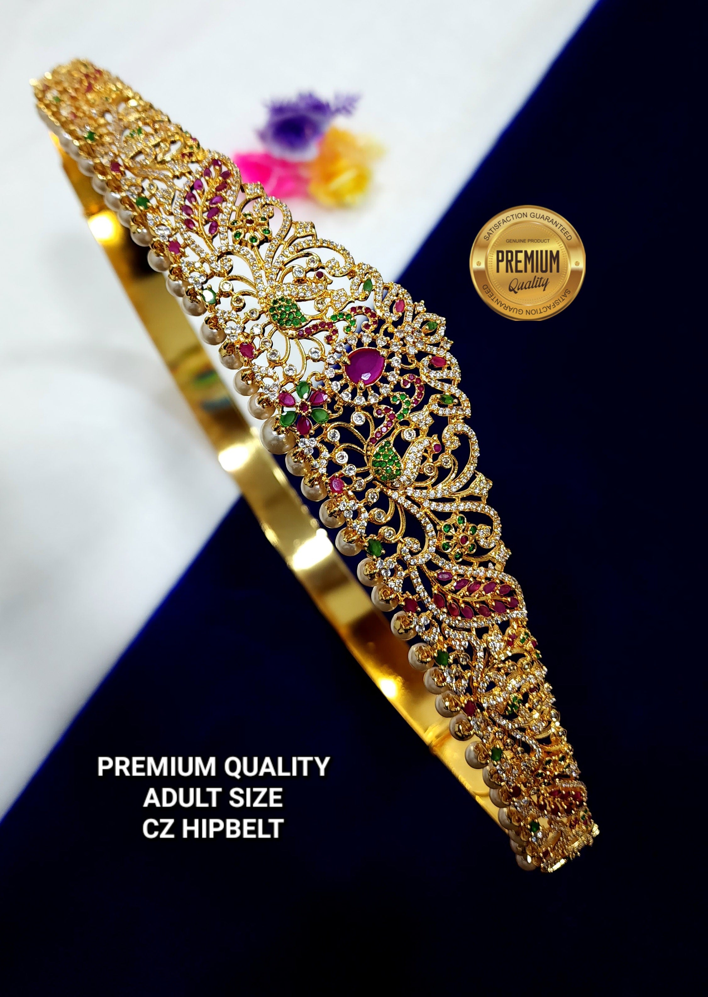 GOLD FINISH ADULT SIZE HIPBELT CZ