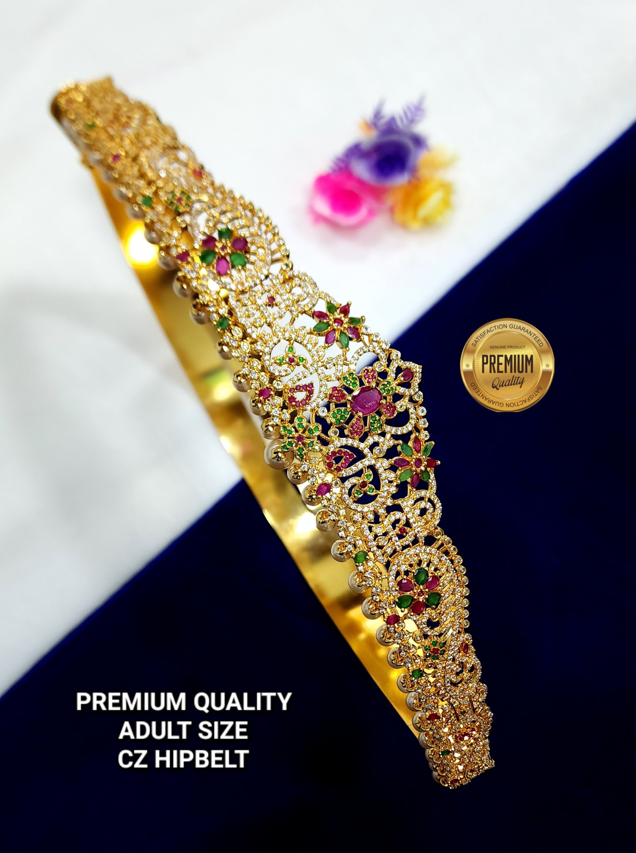 GOLD FINISH ADULT SIZE HIPBELT CZ