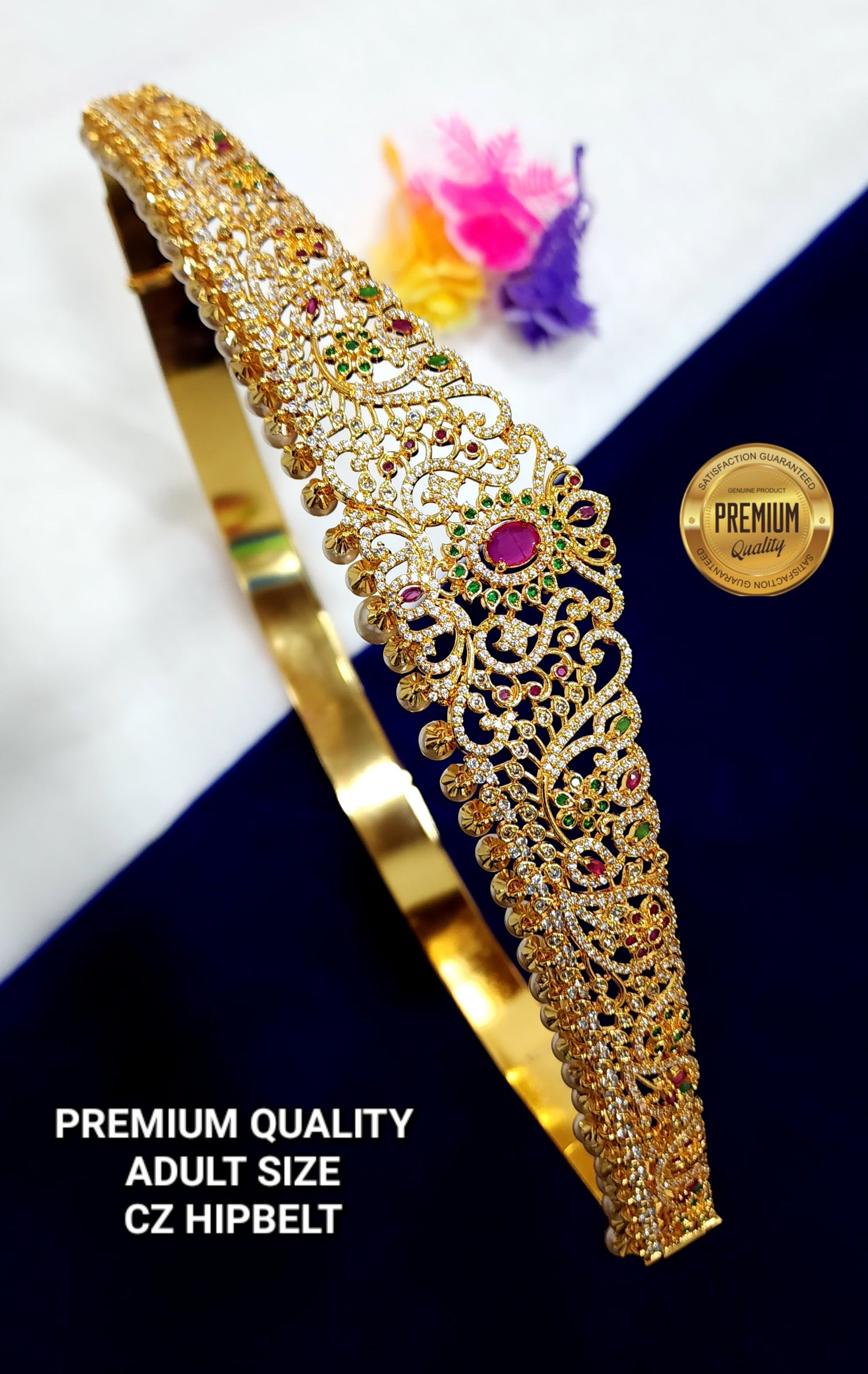 GOLD FINISH ADULT SIZE HIPBELT CZ