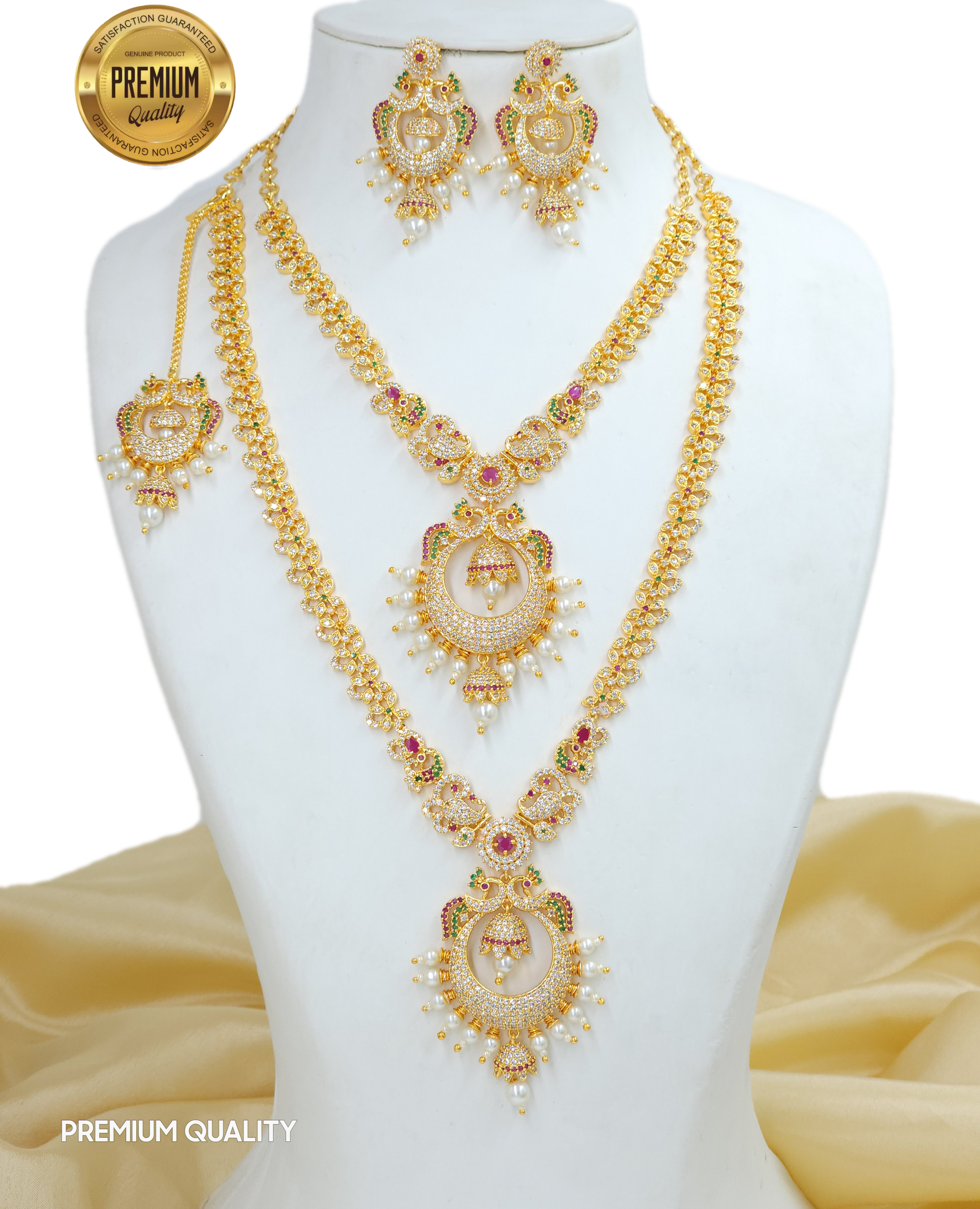 Gold finish cz combo set