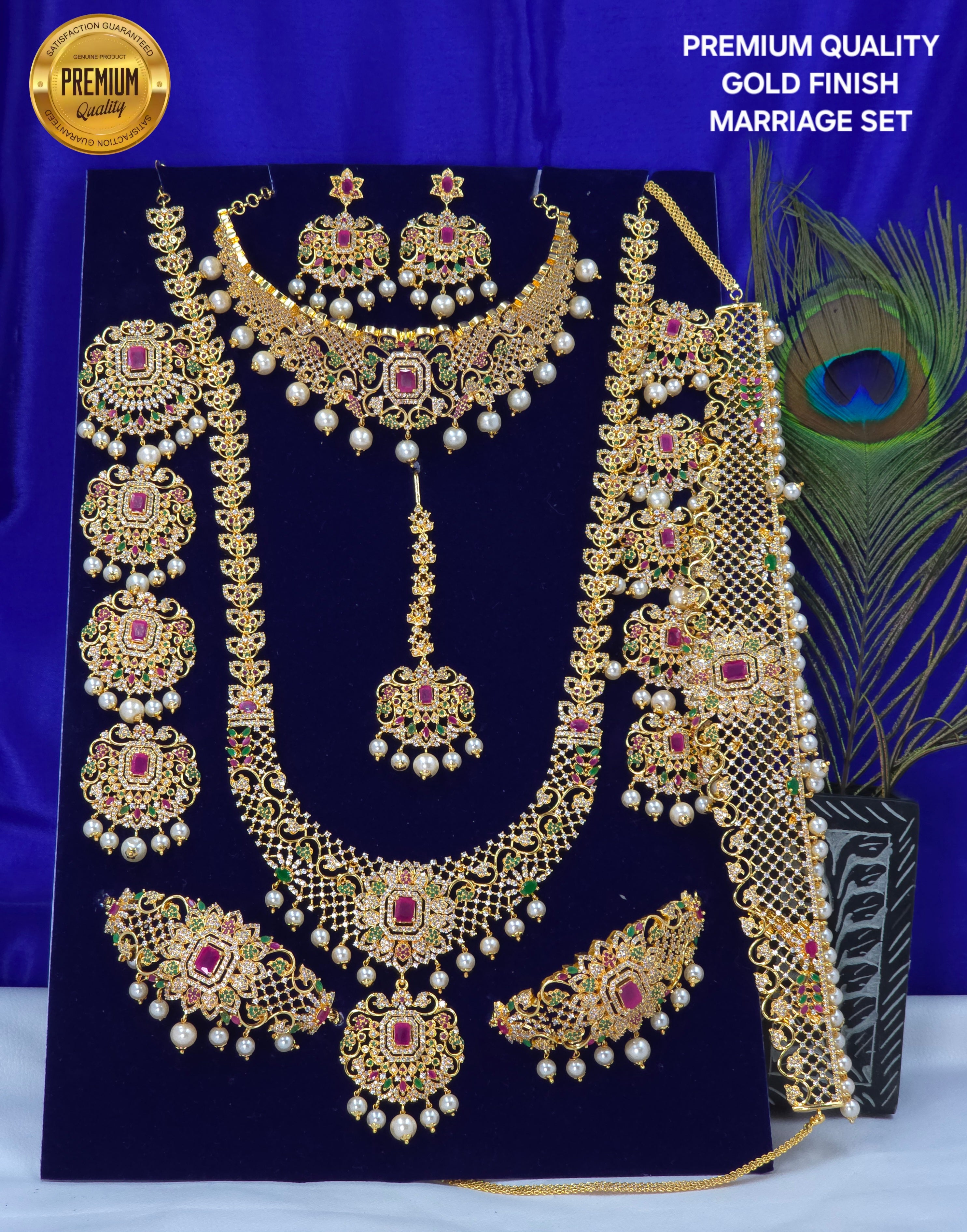 GOLD FINISH CZ BRIDELS SET