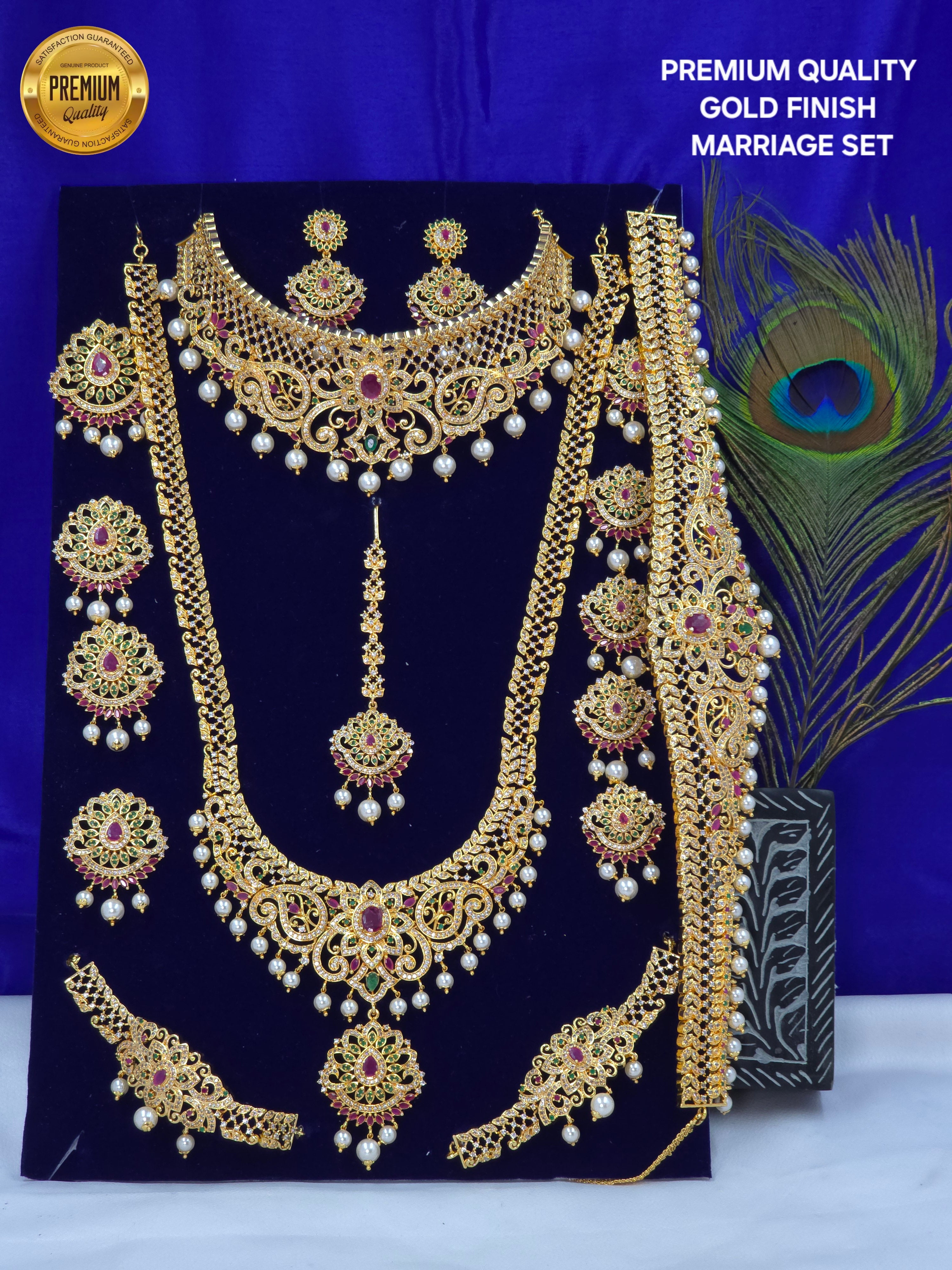 GOLD FINISH CZ BRIDELS SET