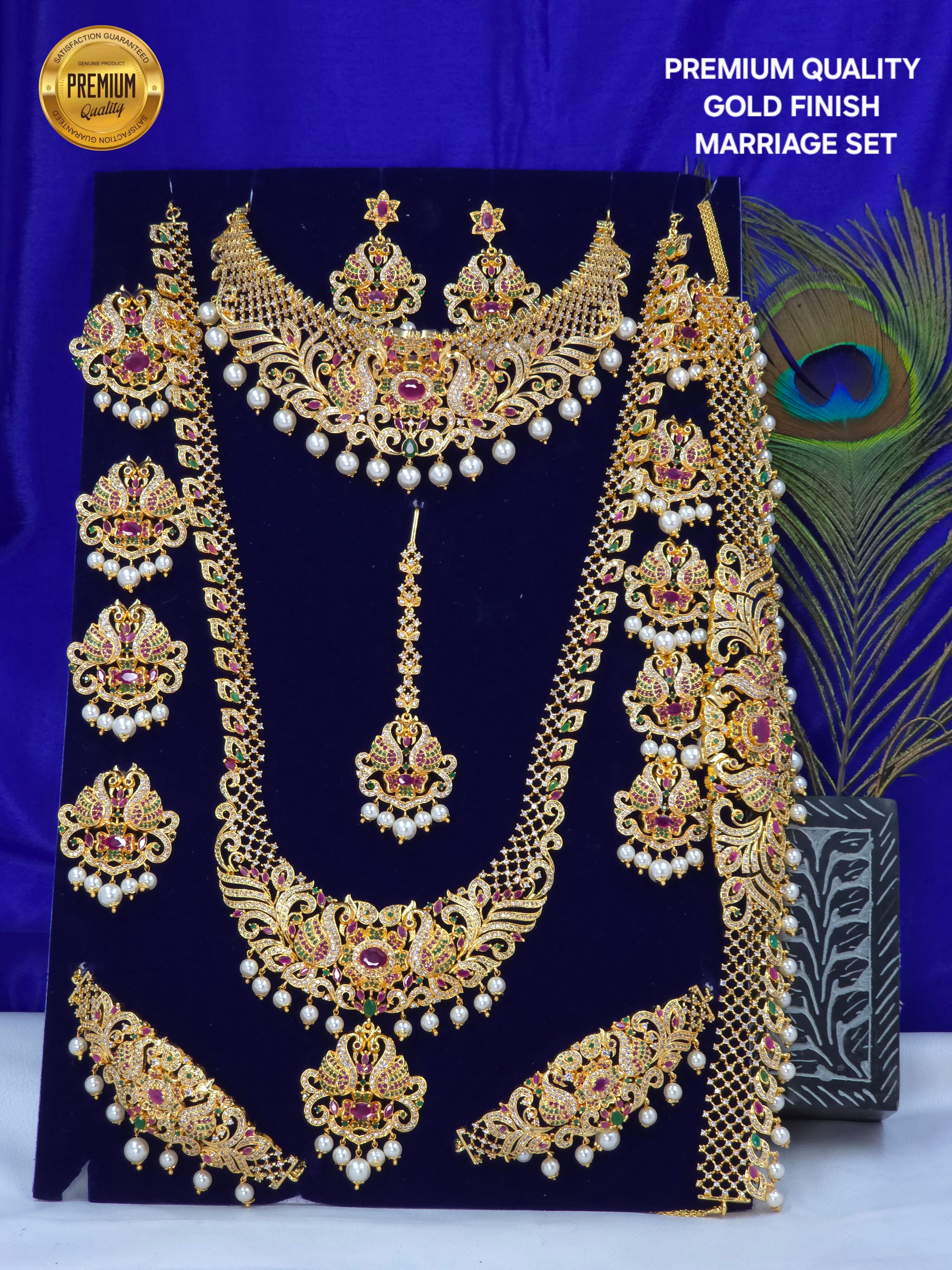 GOLD FINISH CZ BRIDELS SET