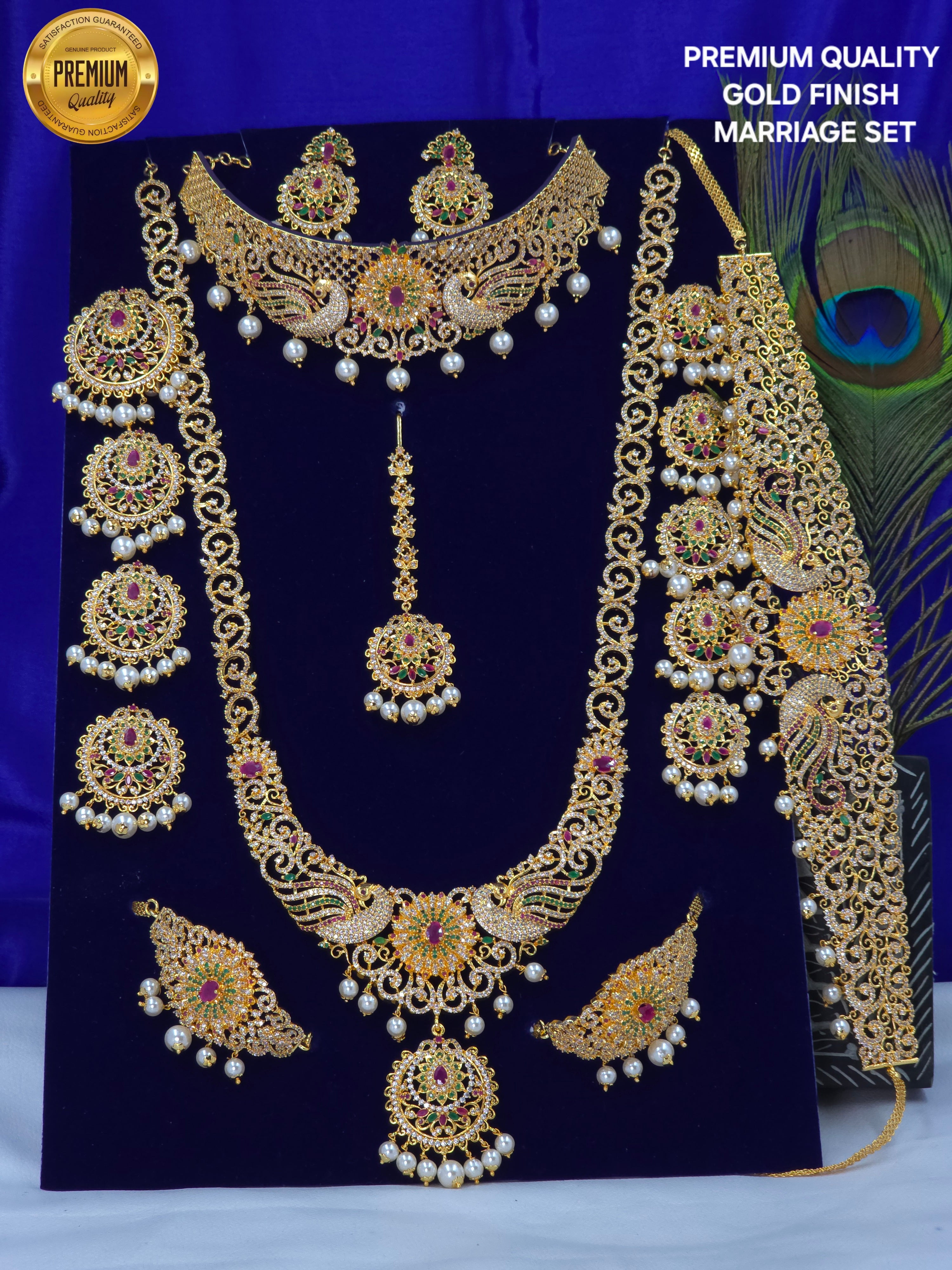 GOLD FINISH CZ BRIDELS SET