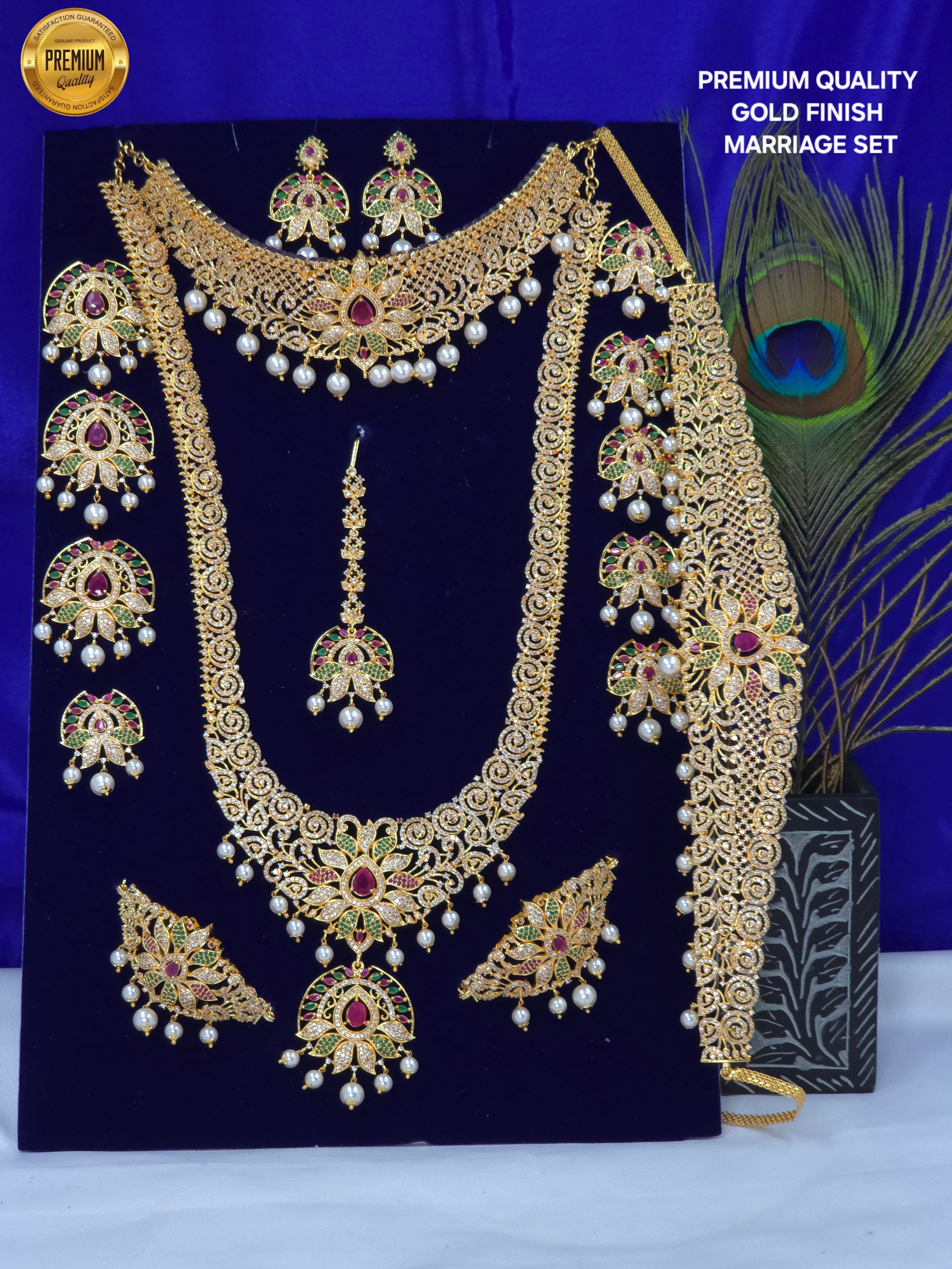 GOLD FINISH CZ BRIDELS SET