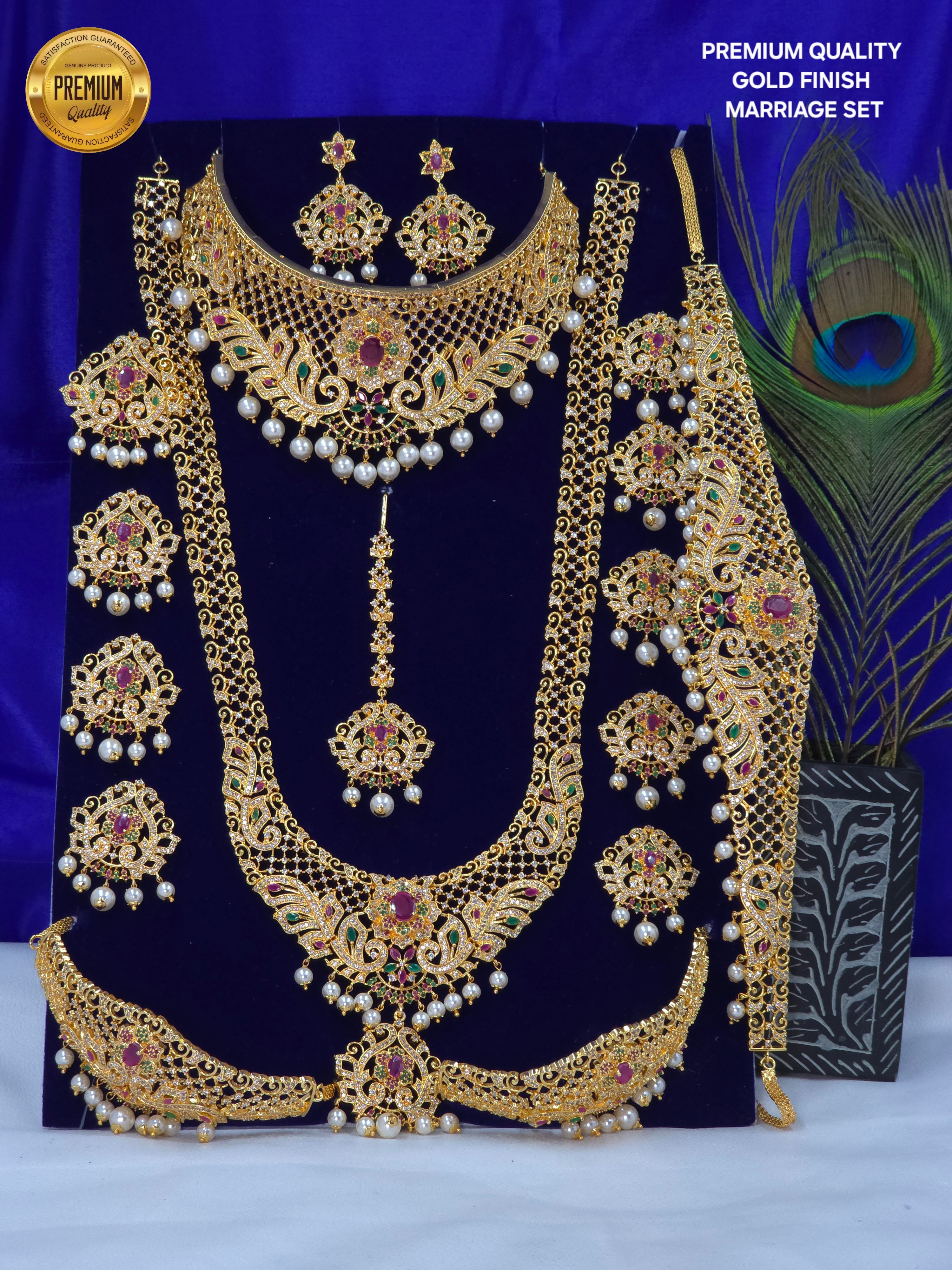 GOLD FINISH CZ BRIDELS SET