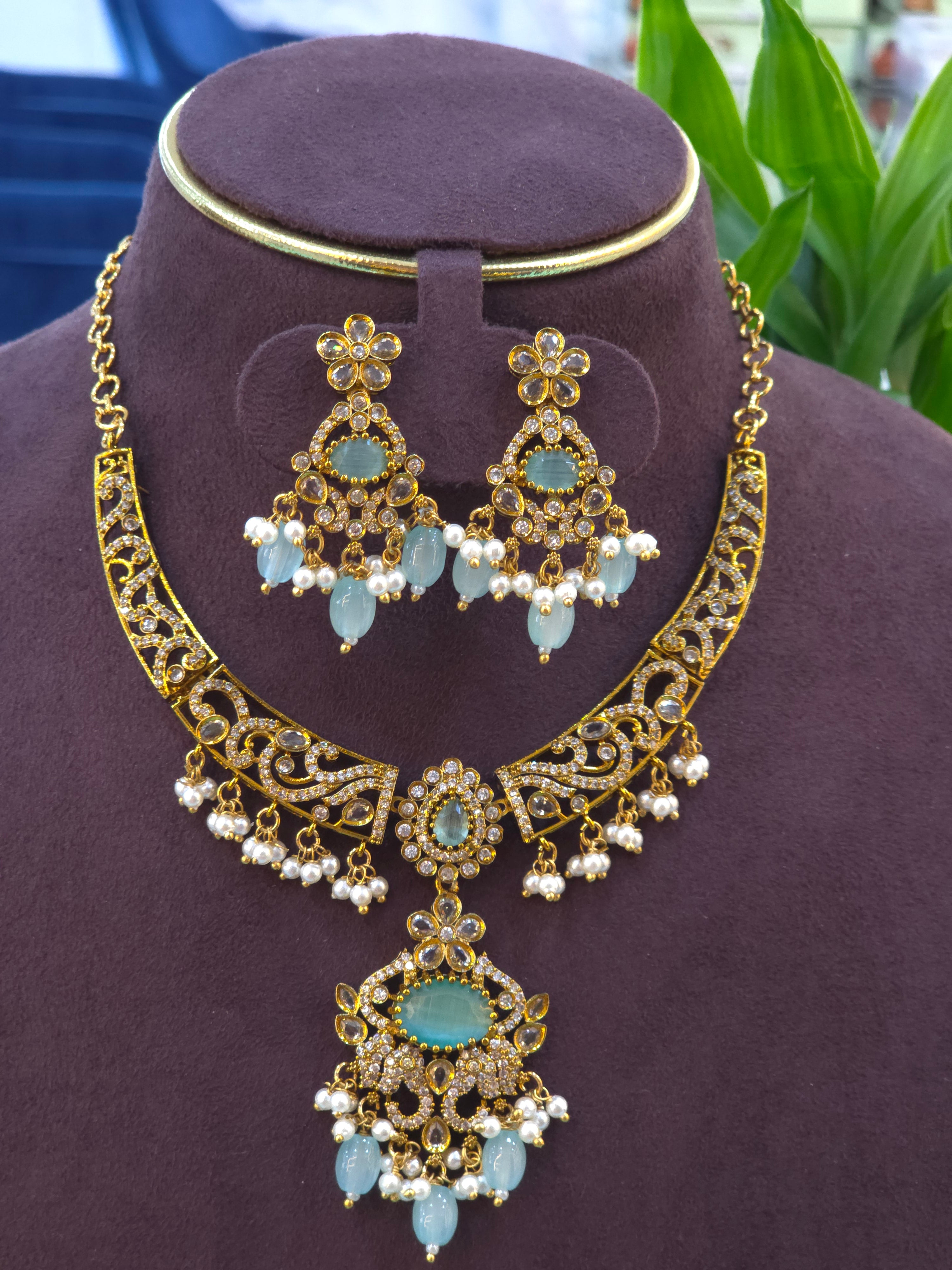 Cz Mehandi Necklaces