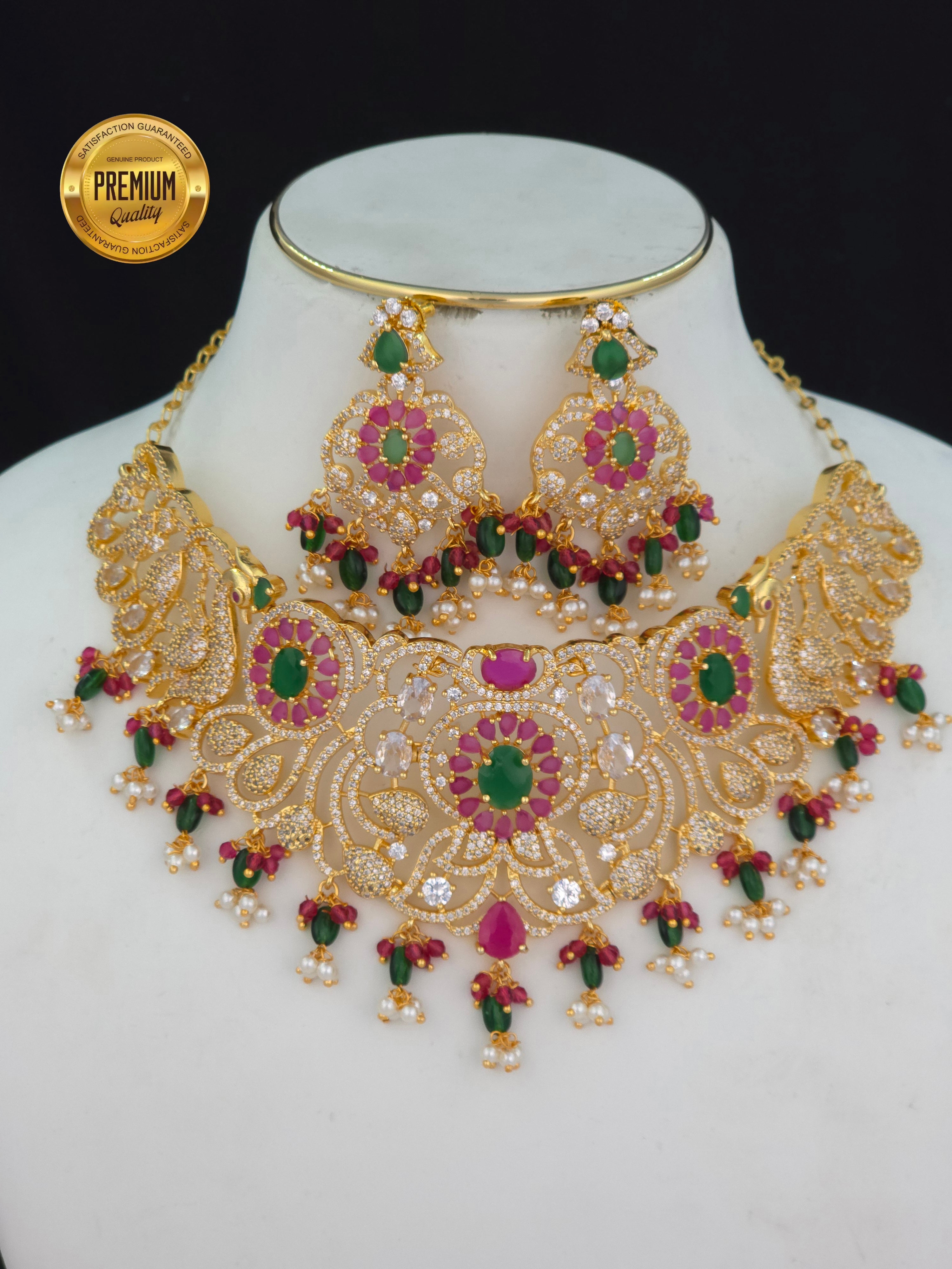 Cz CHOKER SET gold finish