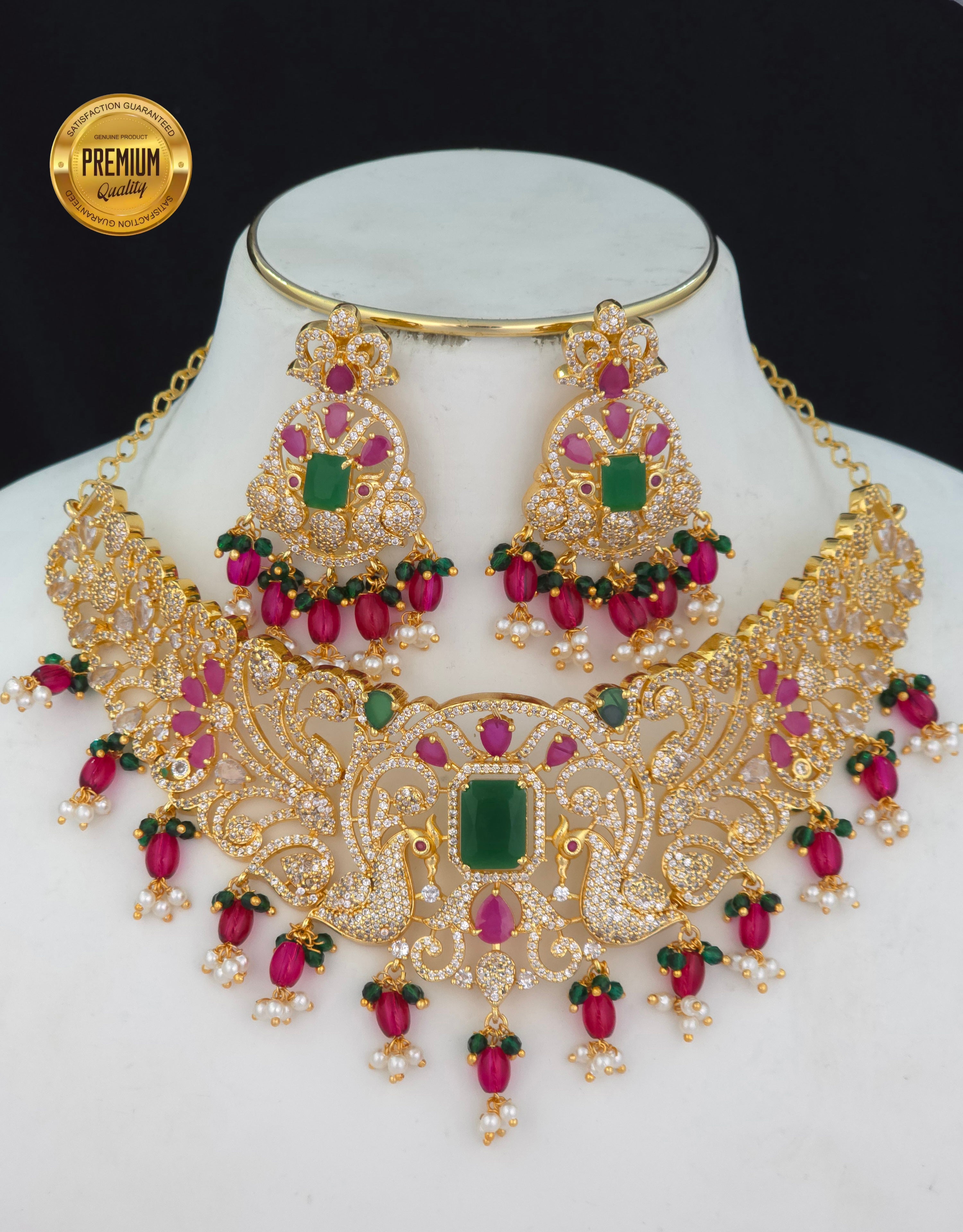 Cz CHOKER SET gold finish