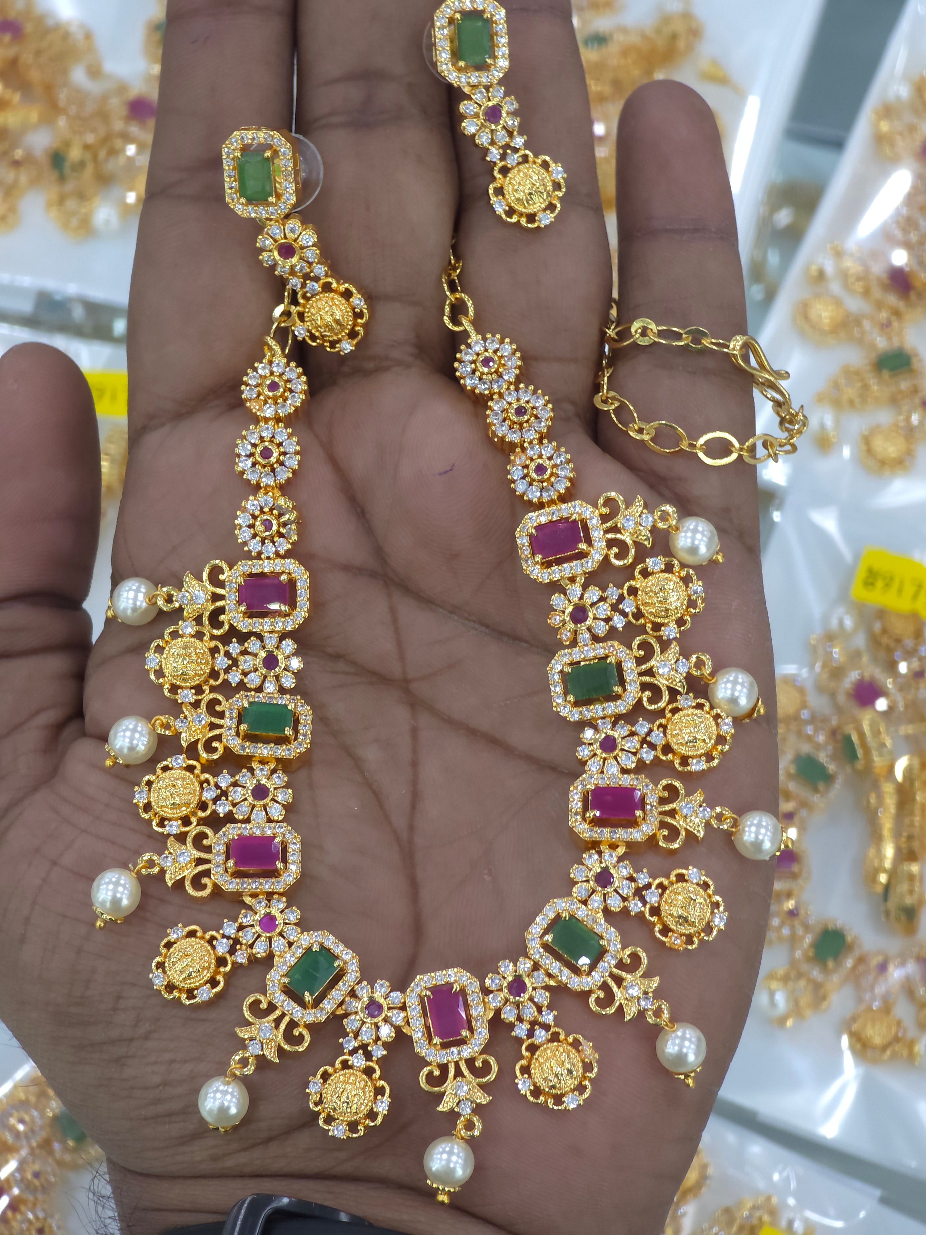 Gold finish ramparver necklace