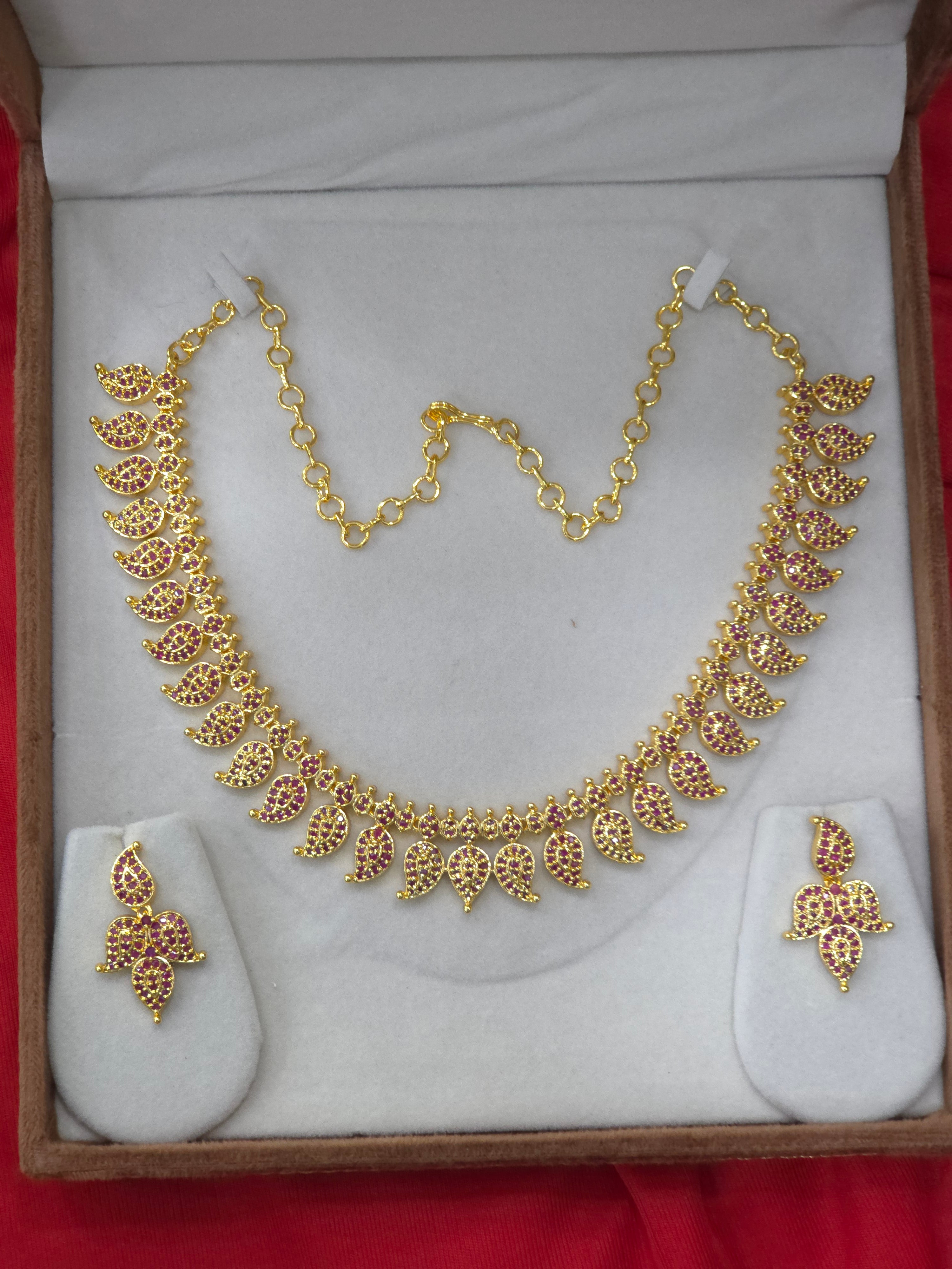 GOLD FINISH CZ MANGO NECKLACE