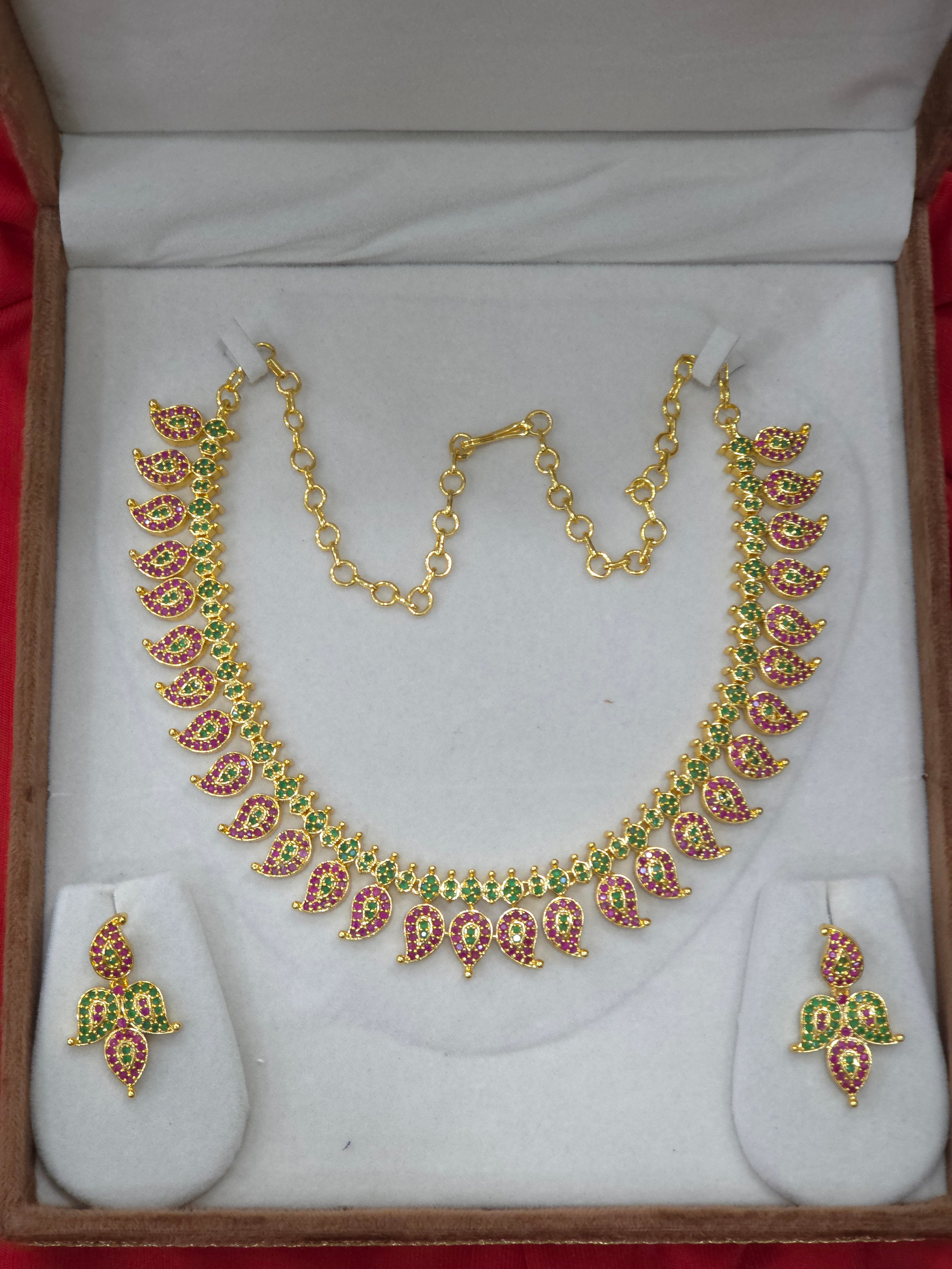 GOLD FINISH CZ MANGO NECKLACE