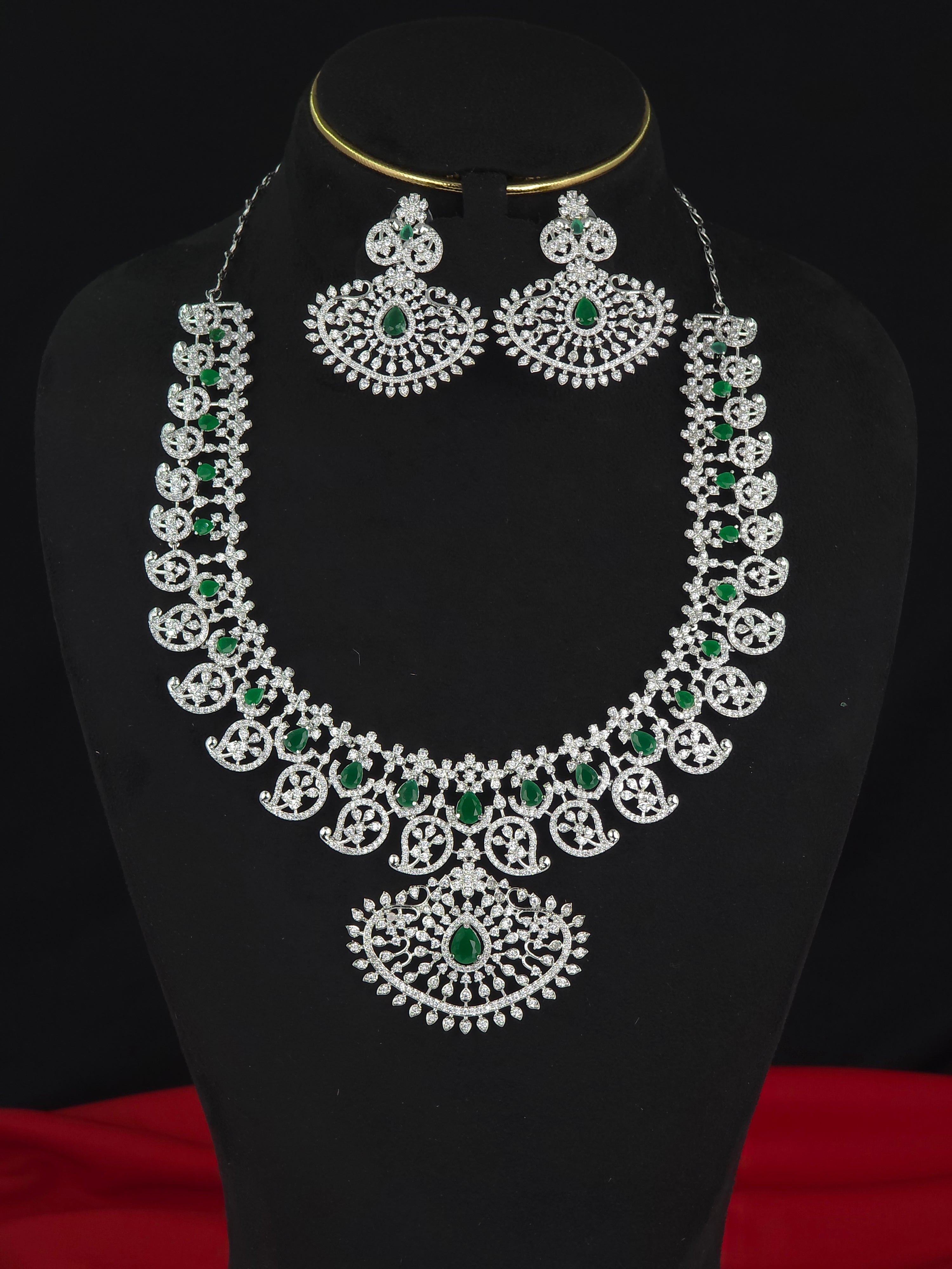 Sliver FINISH cz Necklaces set