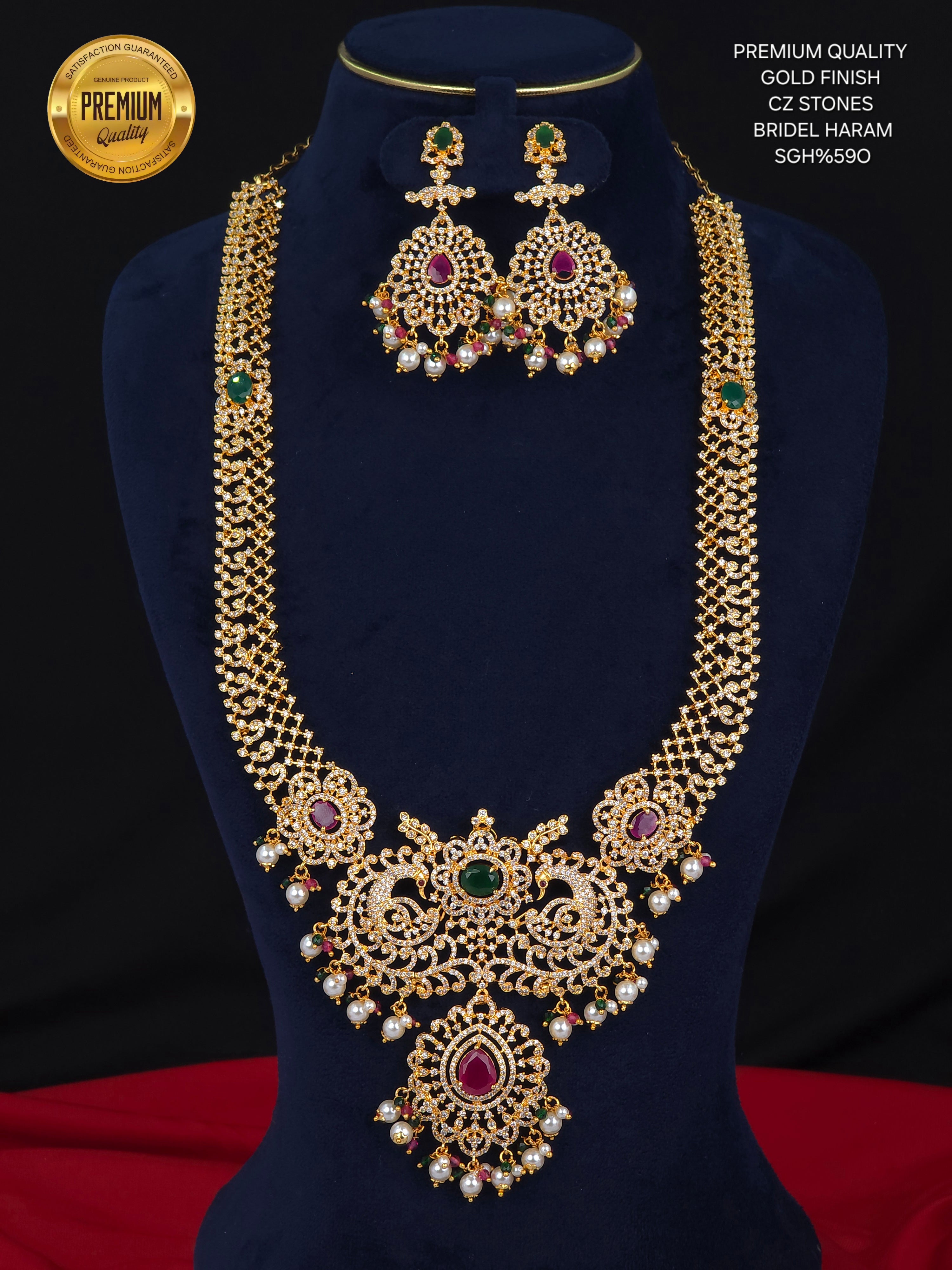 Gold finish bridal long haram