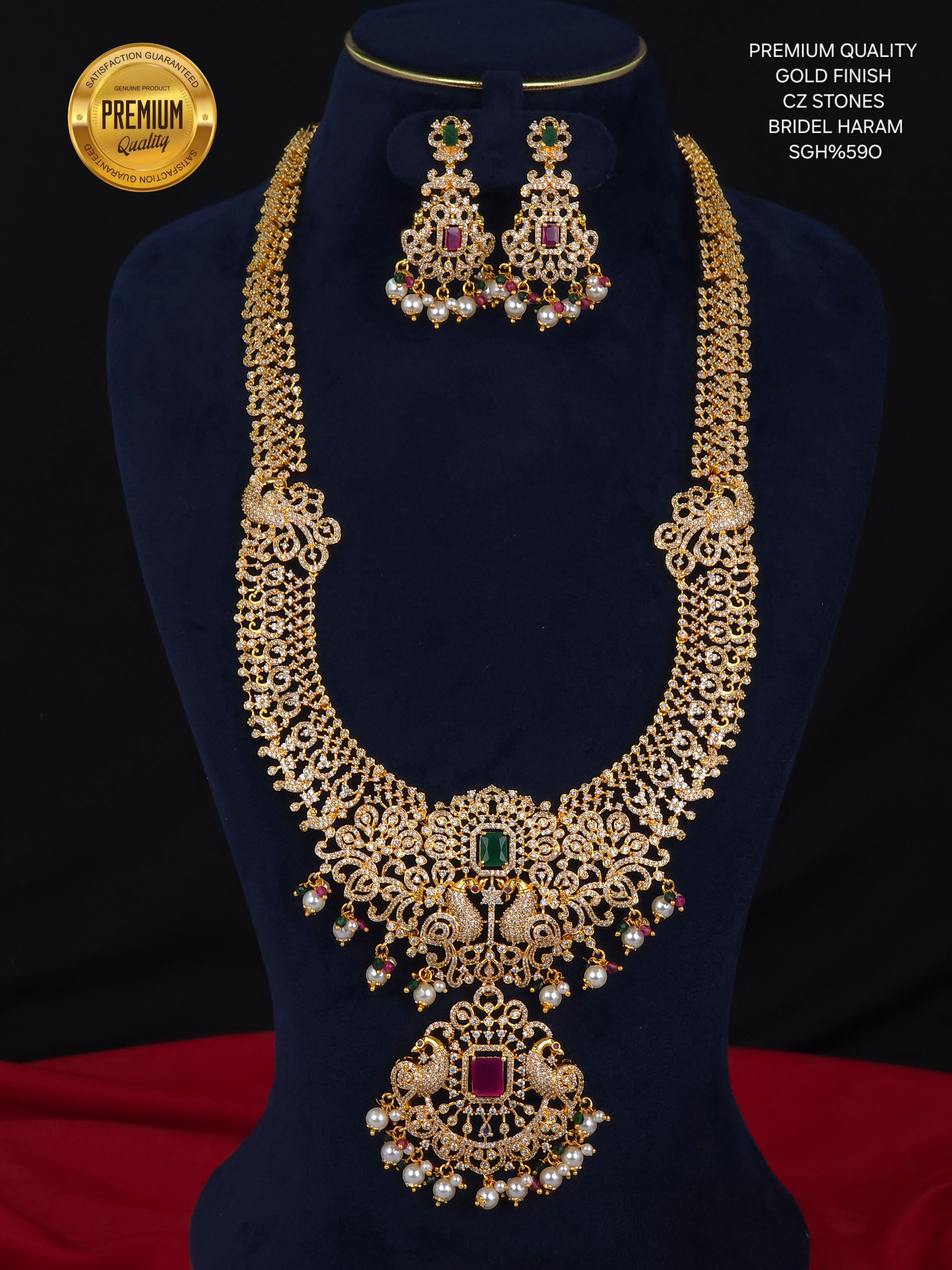 Gold finish bridal long haram