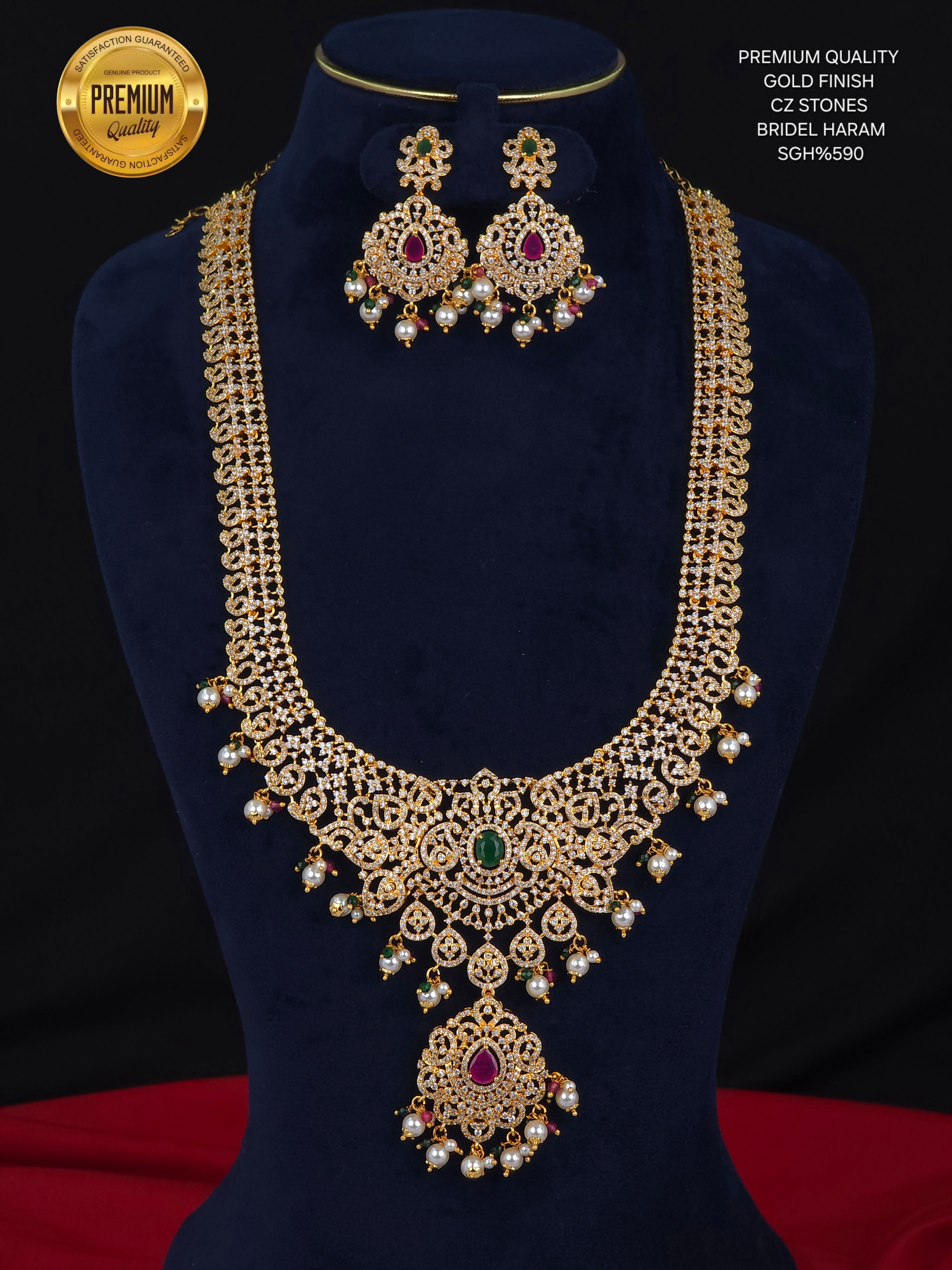 Gold finish bridal long haram
