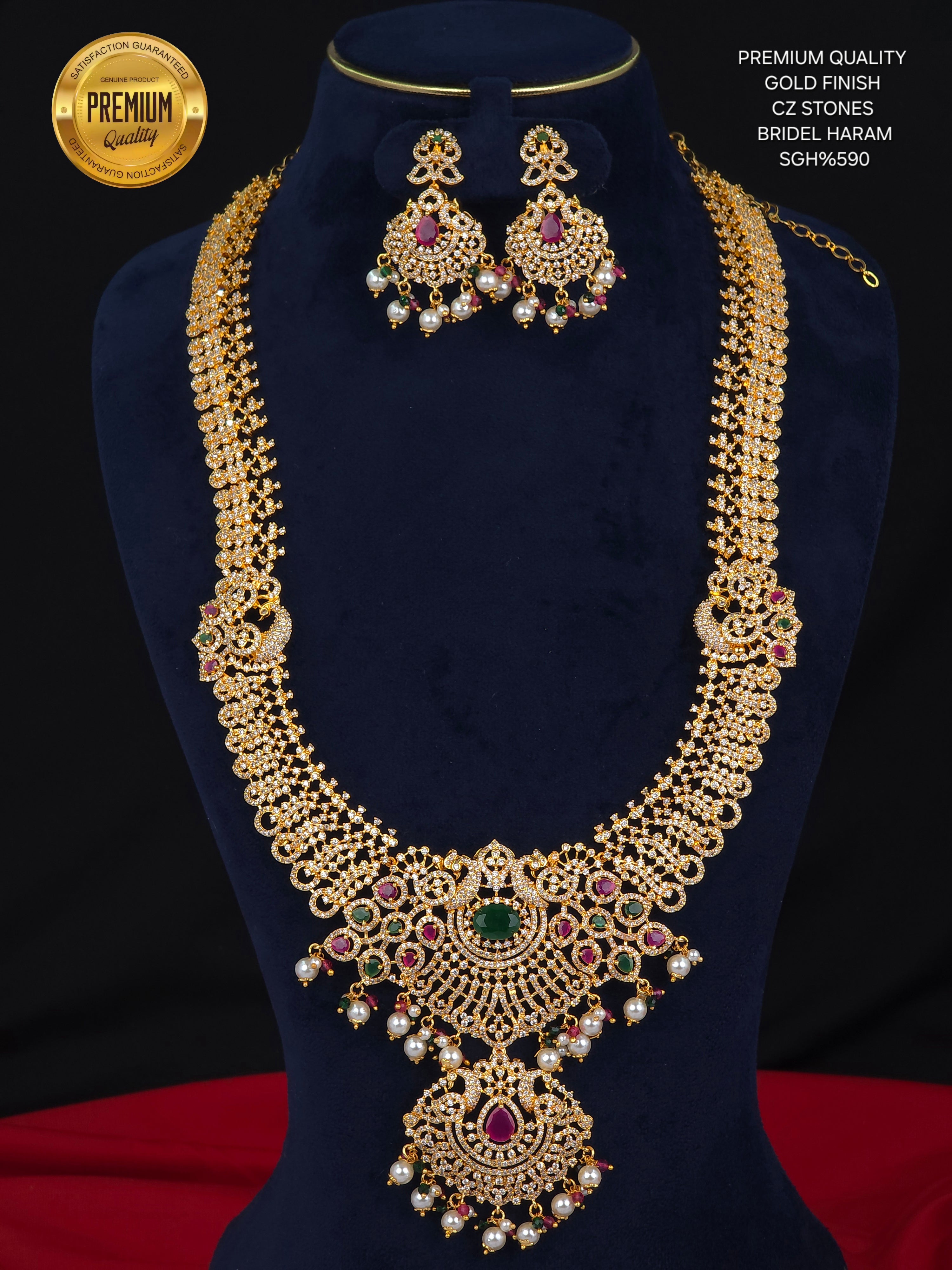 Gold finish bridal long haram