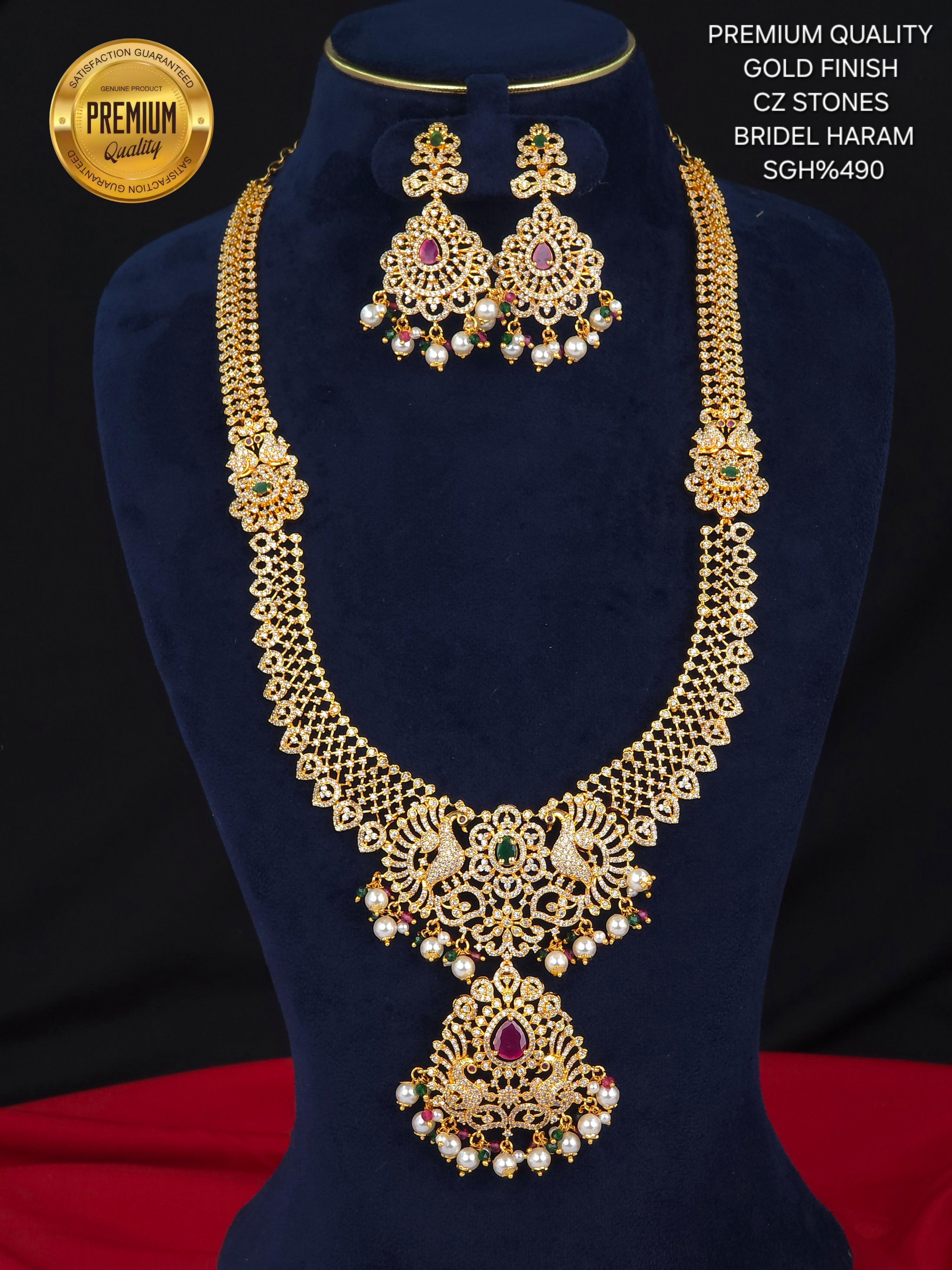 Gold finish bridal long haram