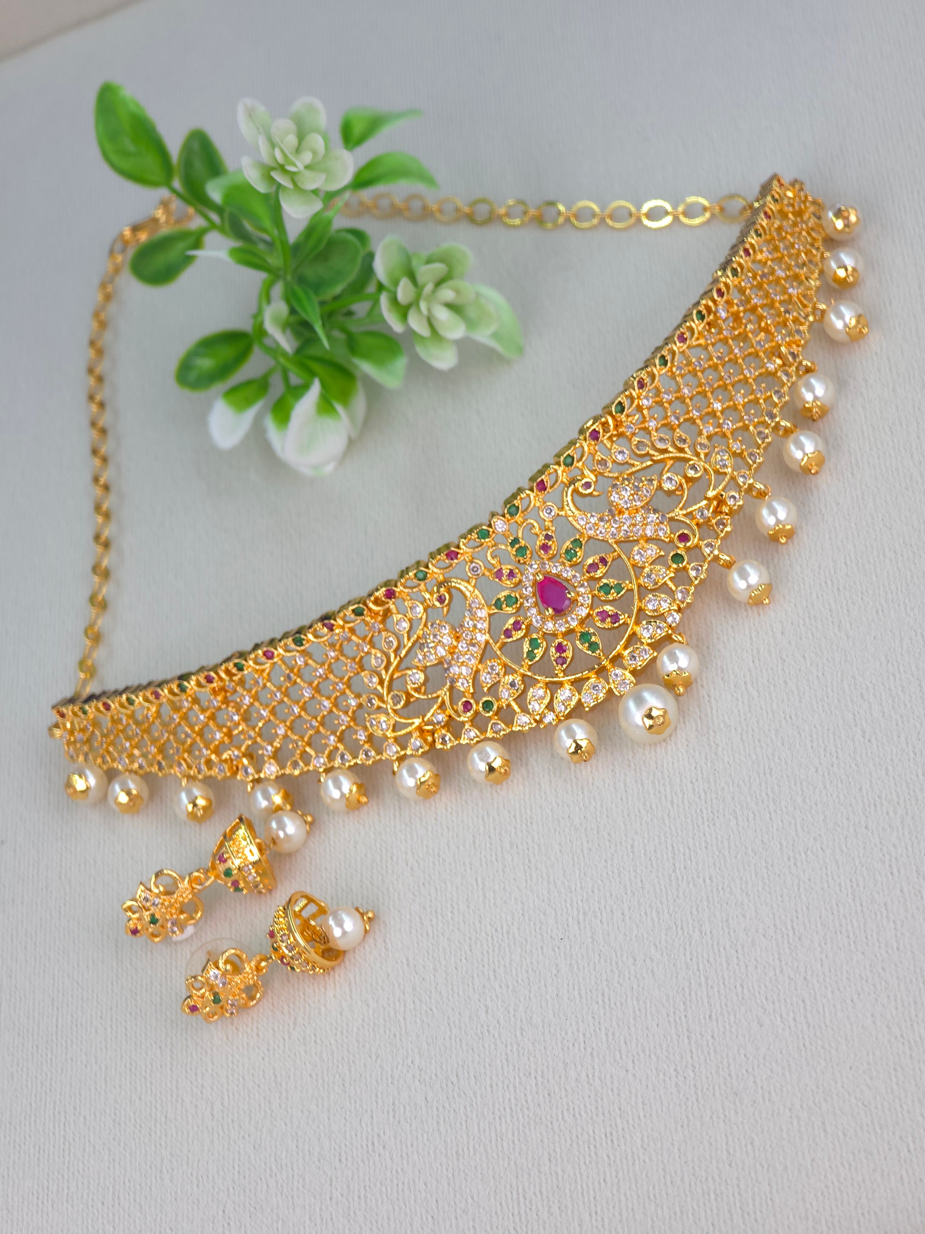 GOLD FINISH CZ CHOKER