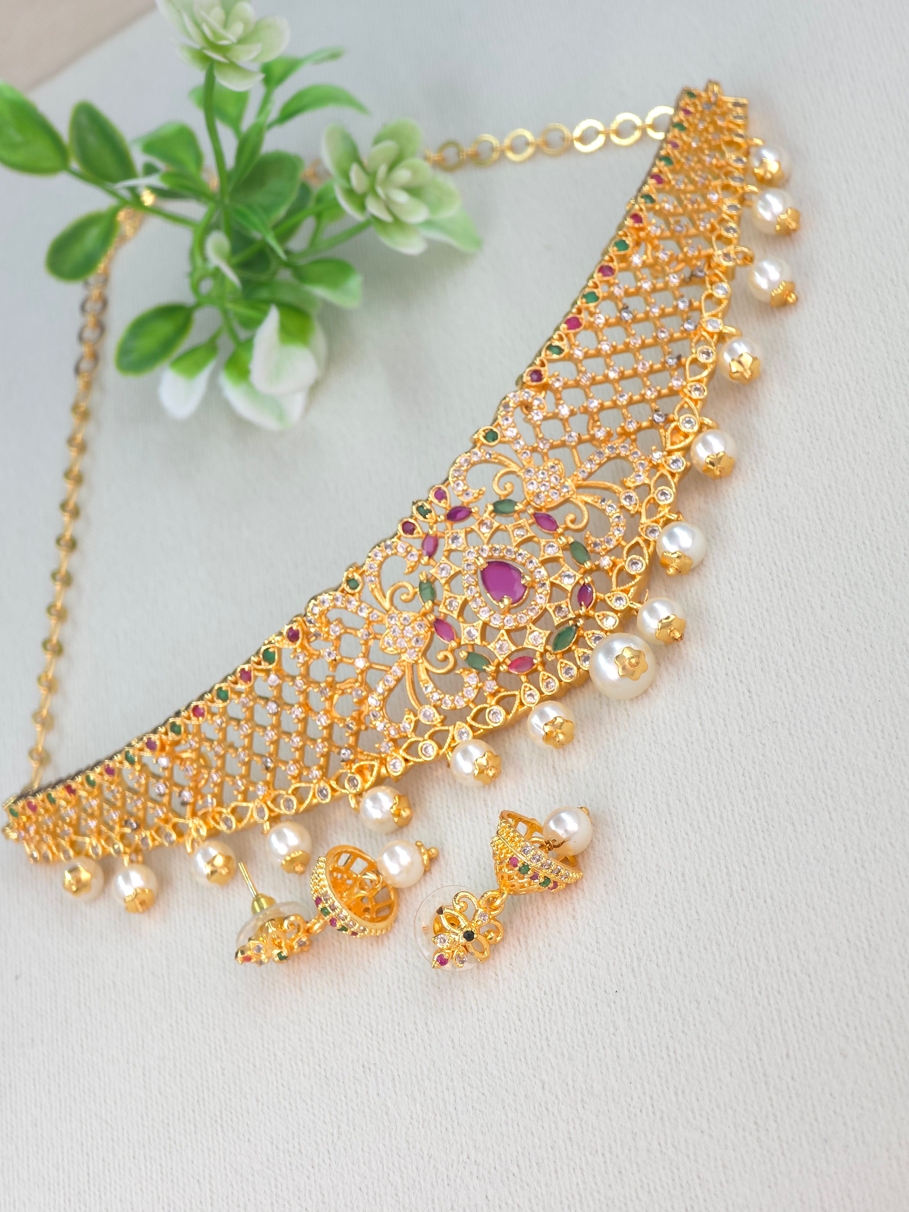 GOLD FINISH CZ CHOKER