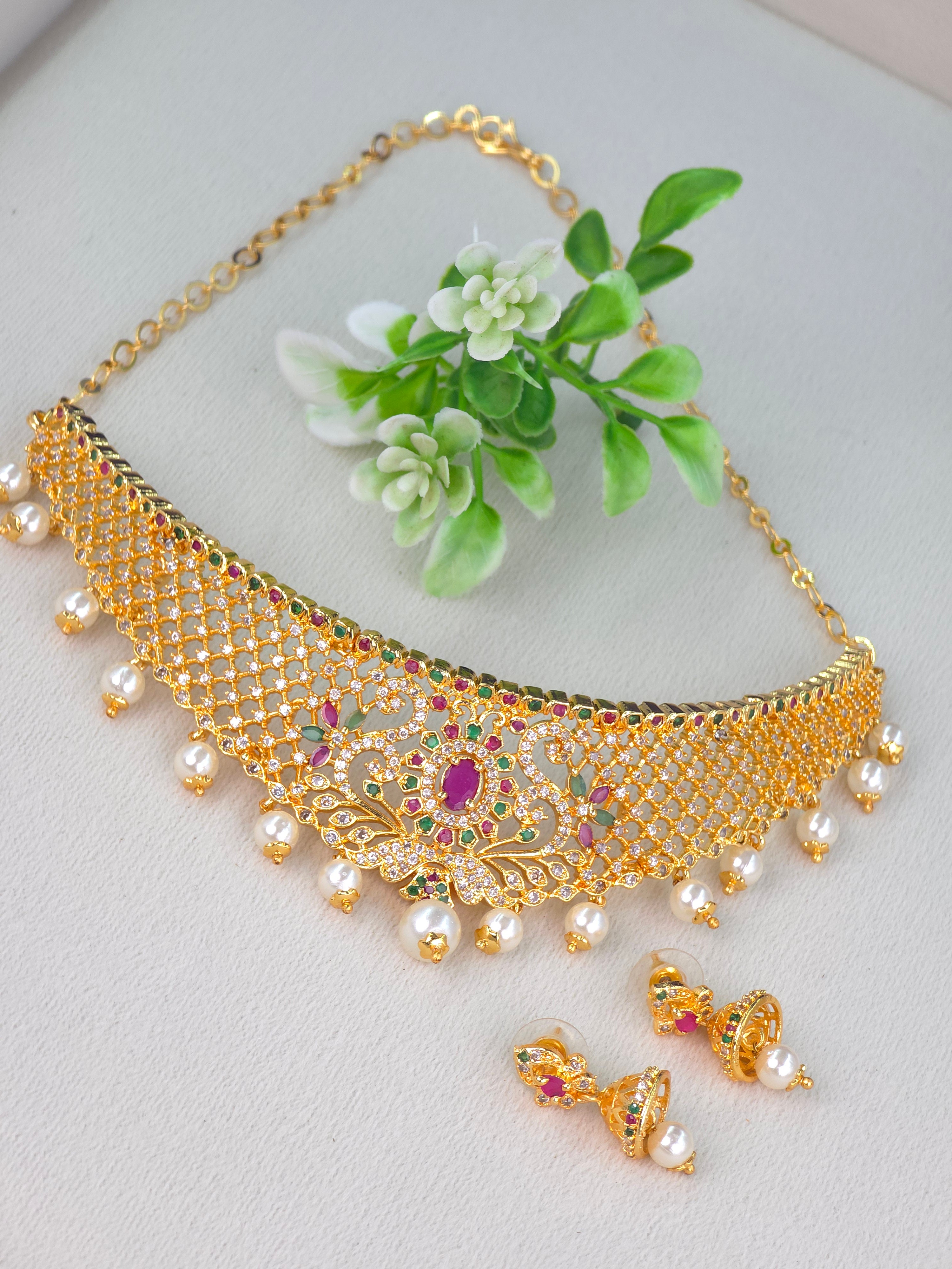 GOLD FINISH CZ CHOKER