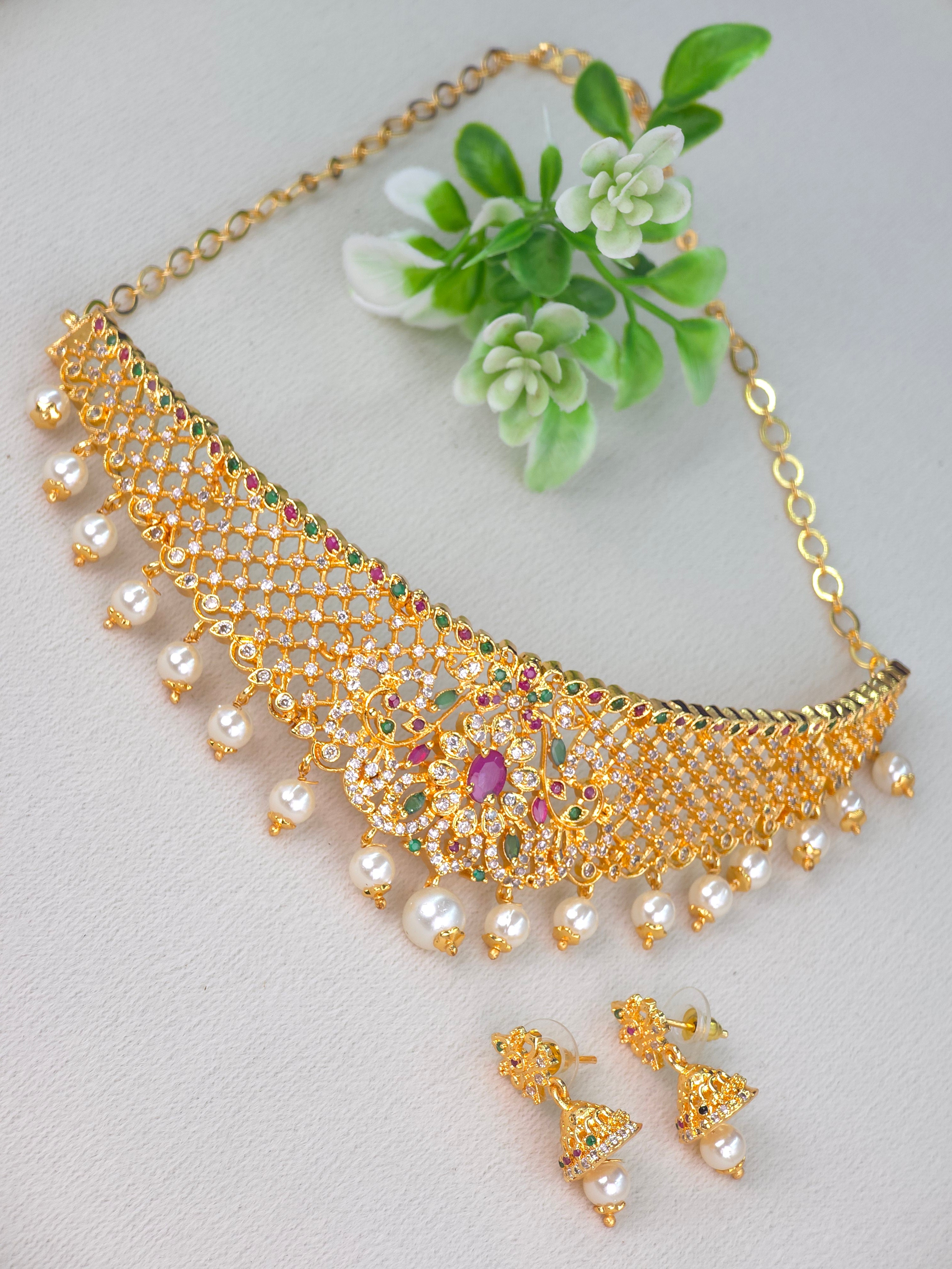 GOLD FINISH CZ CHOKER