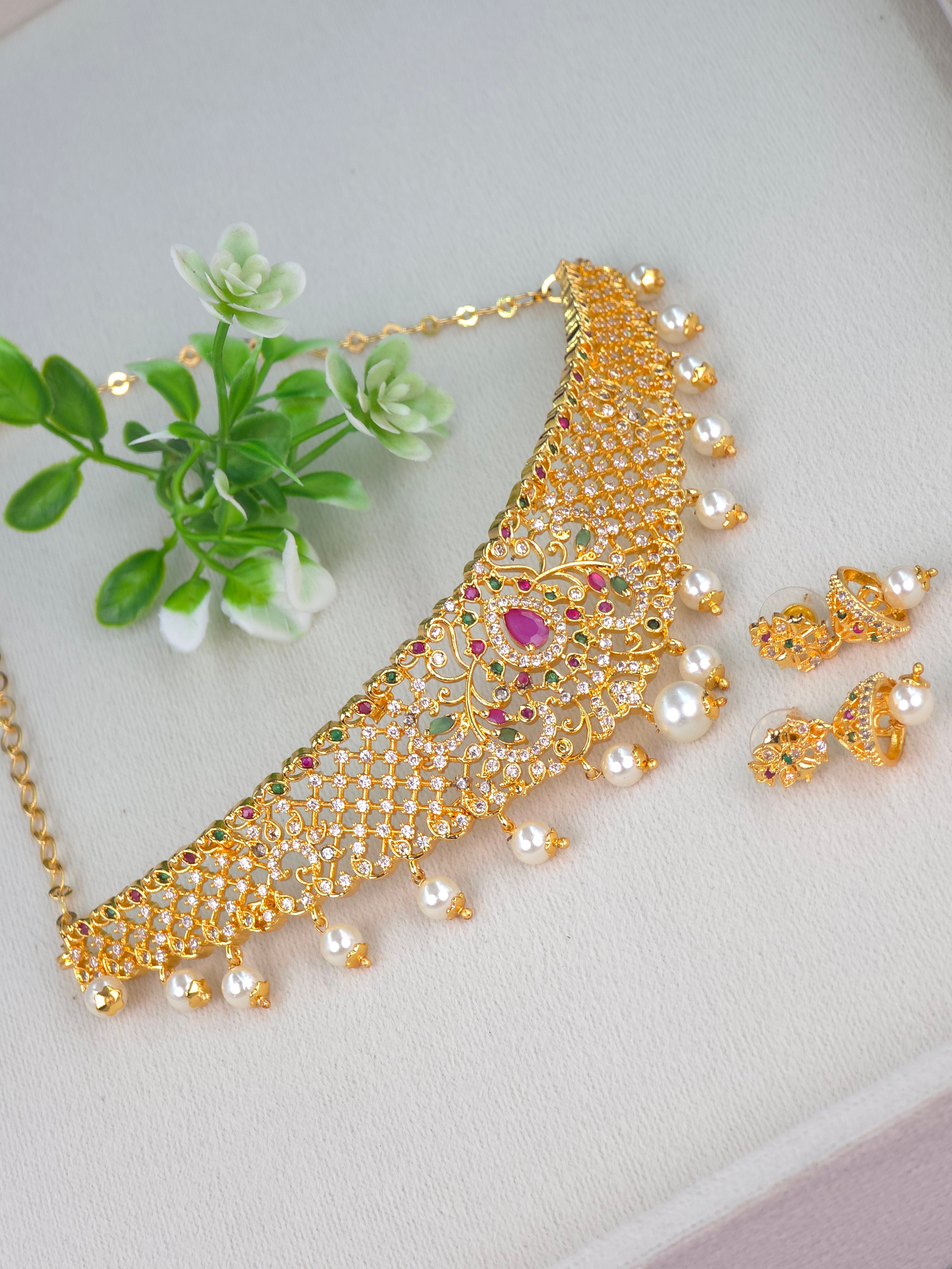 GOLD FINISH CZ CHOKER
