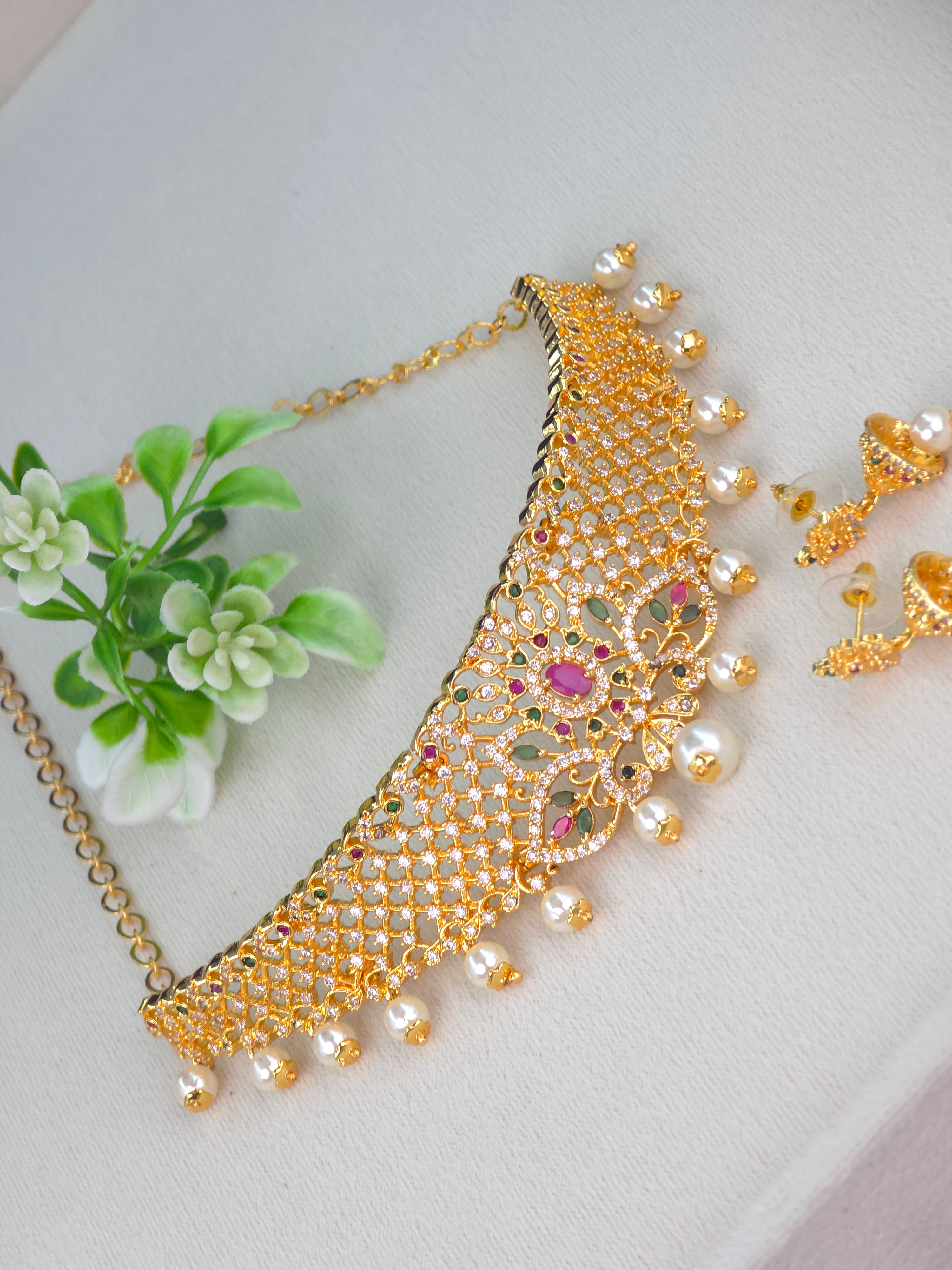 GOLD FINISH CZ CHOKER