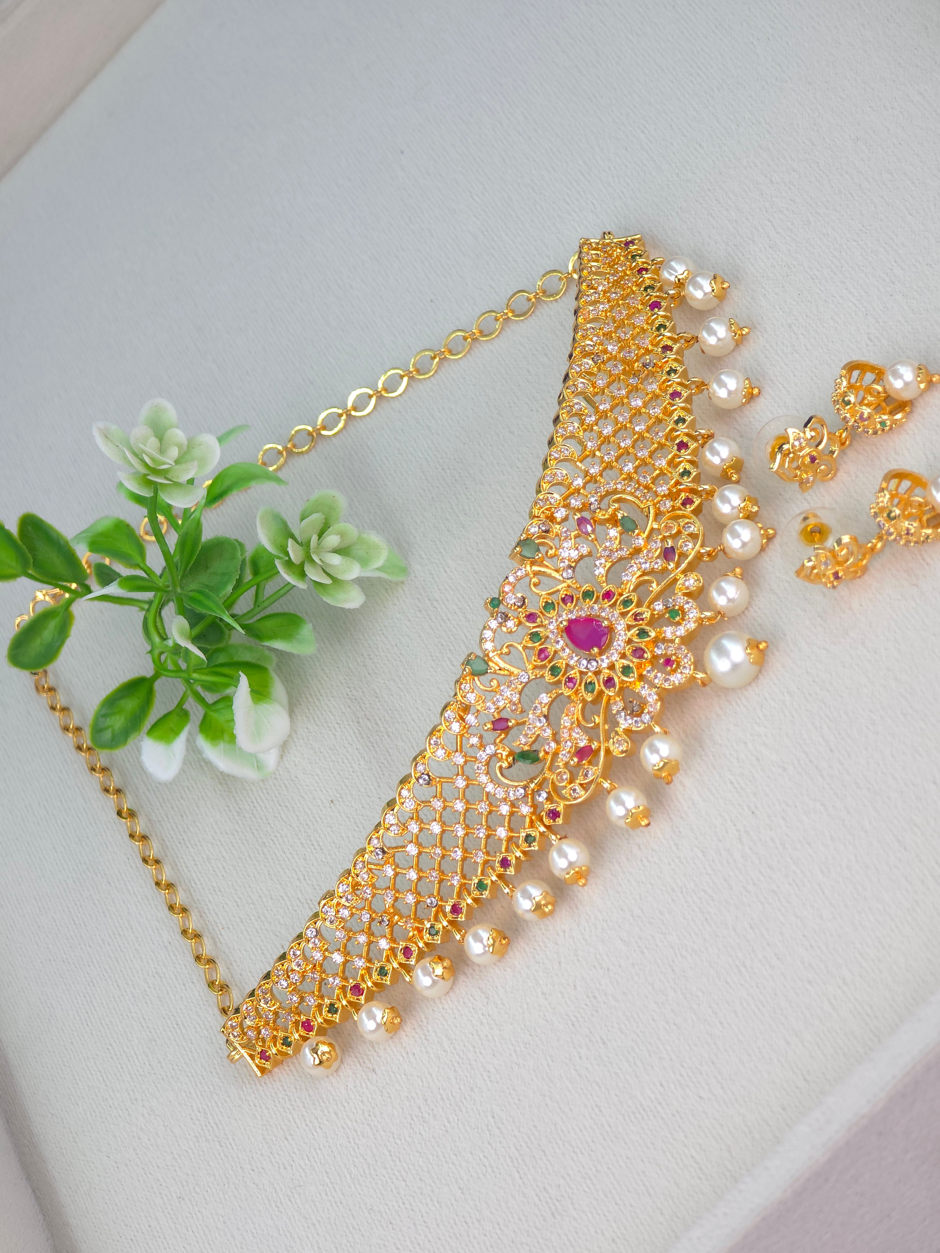 GOLD FINISH CZ CHOKER