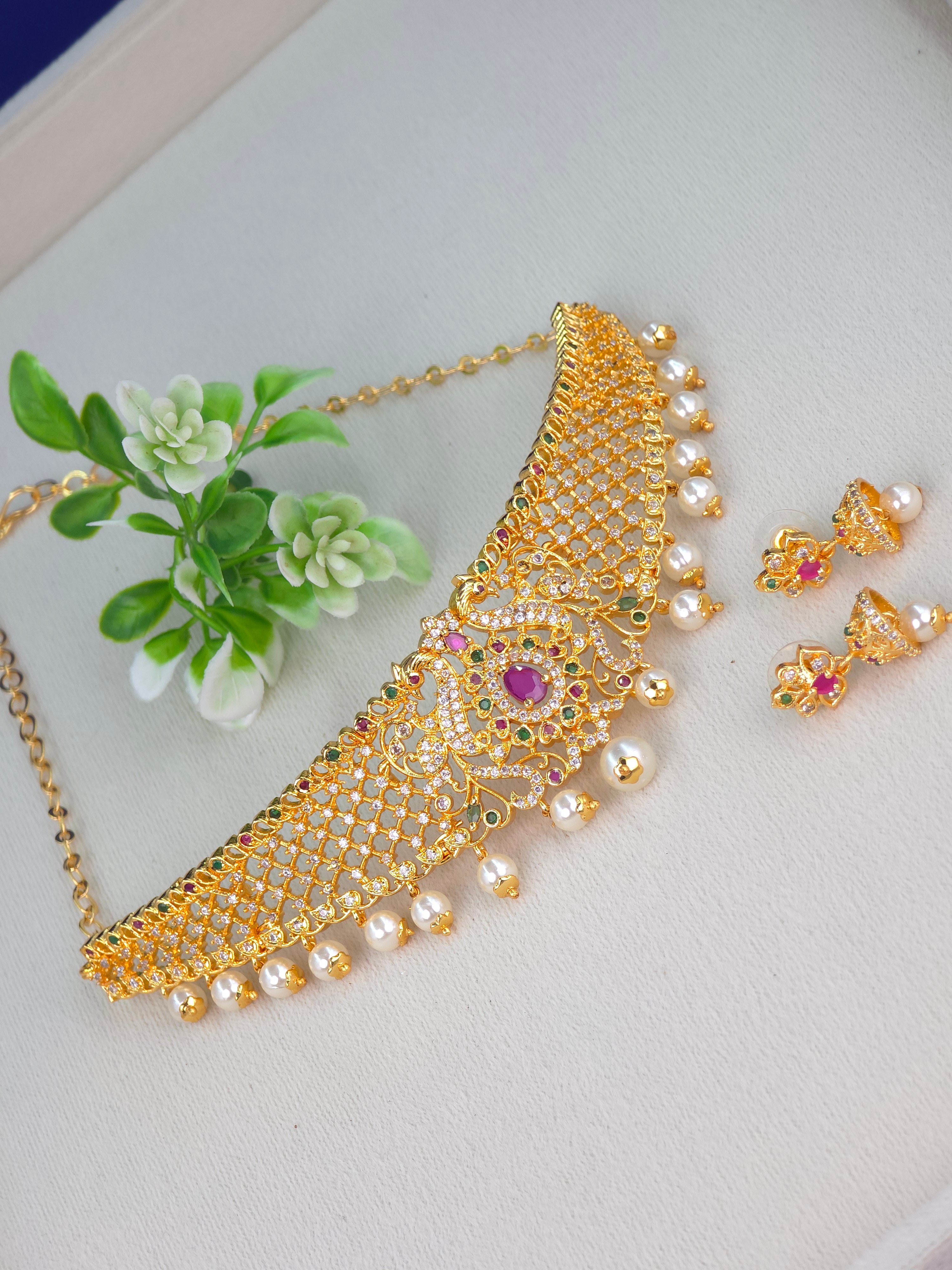 GOLD FINISH CZ CHOKER