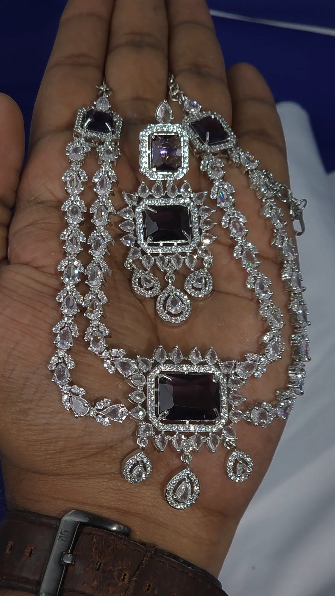 SLIVER FINISH CZ NECKLACE