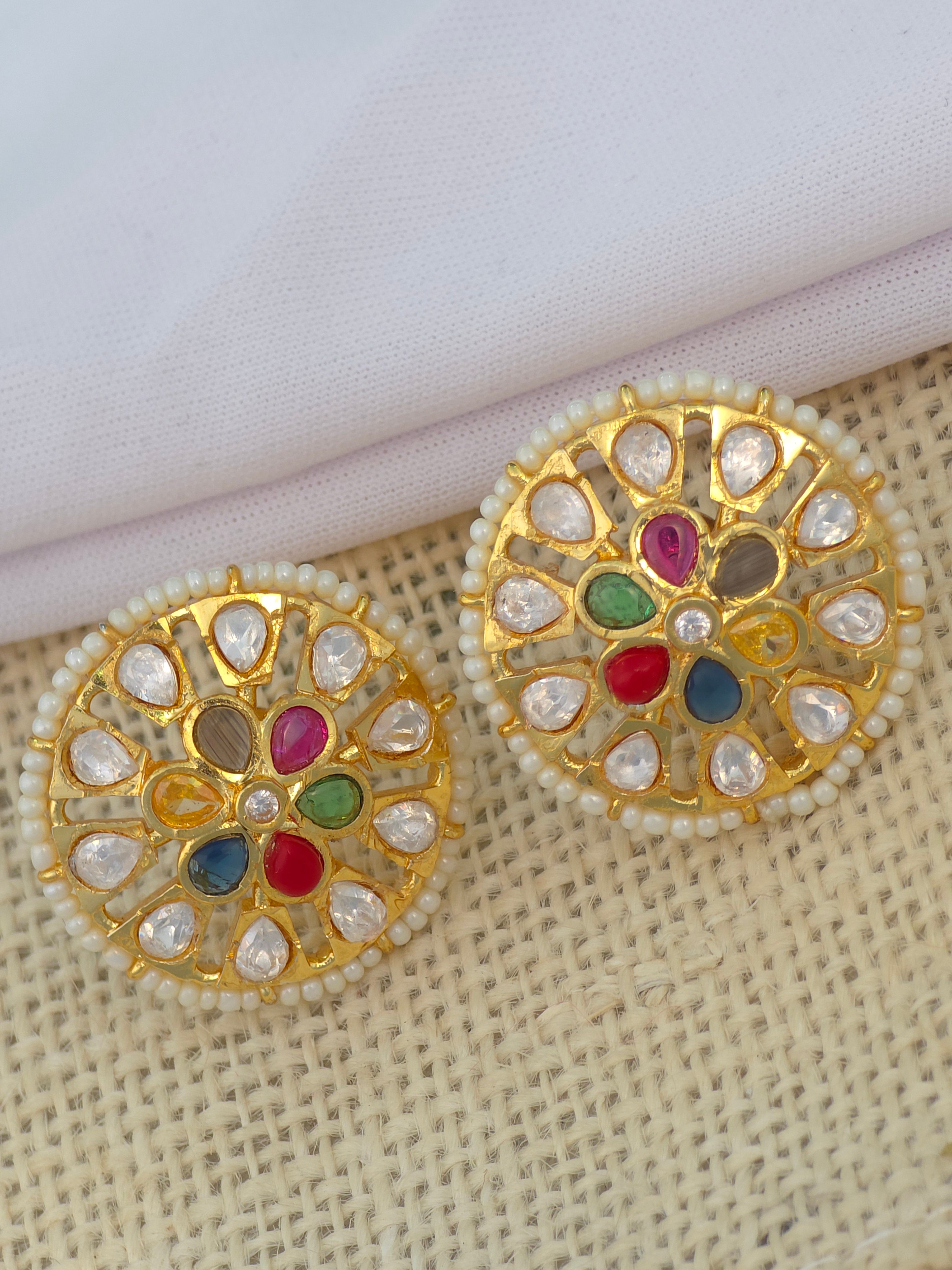 Gold finish screw type earrings