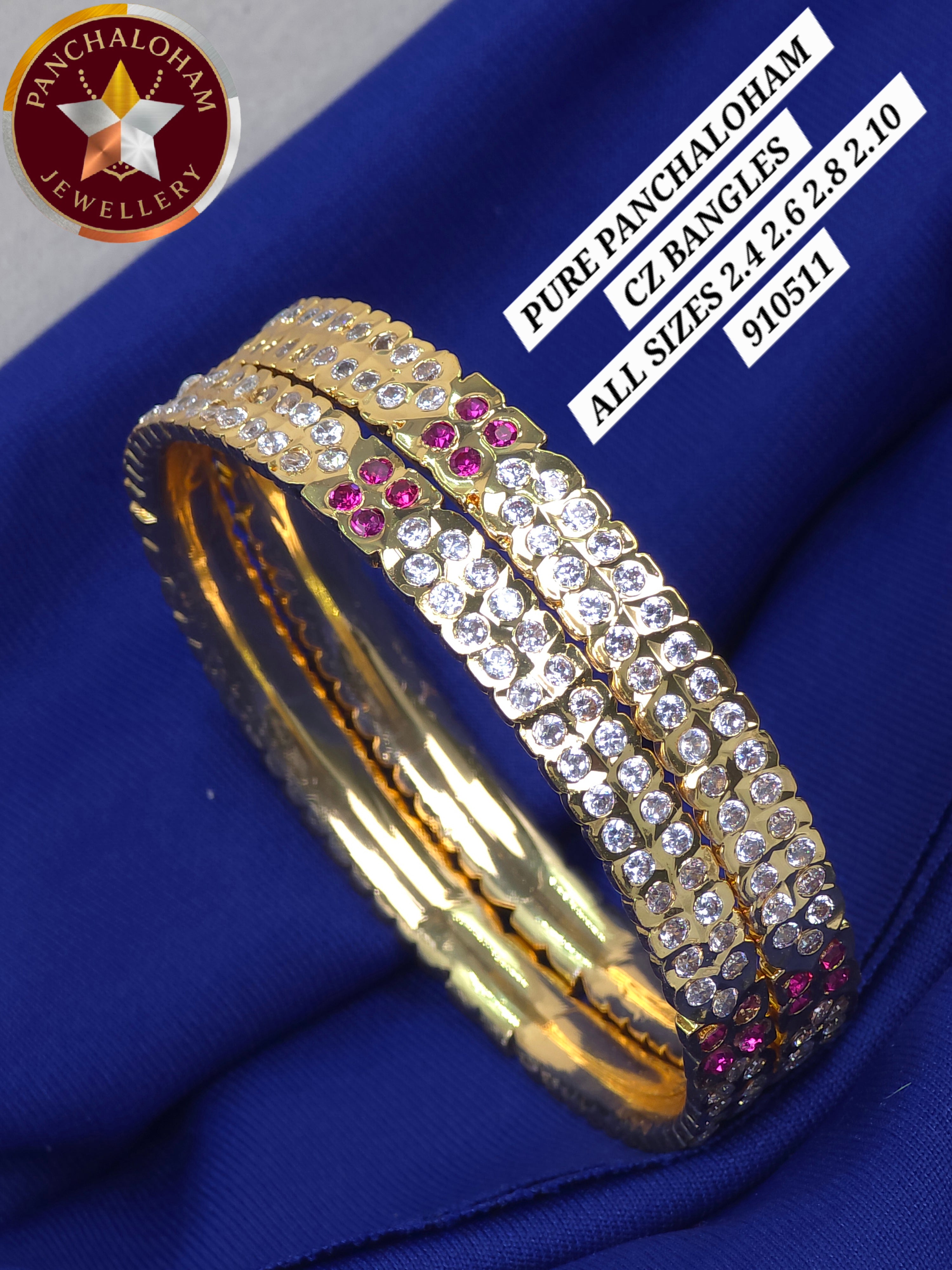 Cz stones panchaloham bangles All sizes 2.4 2.6 2.8 2.10