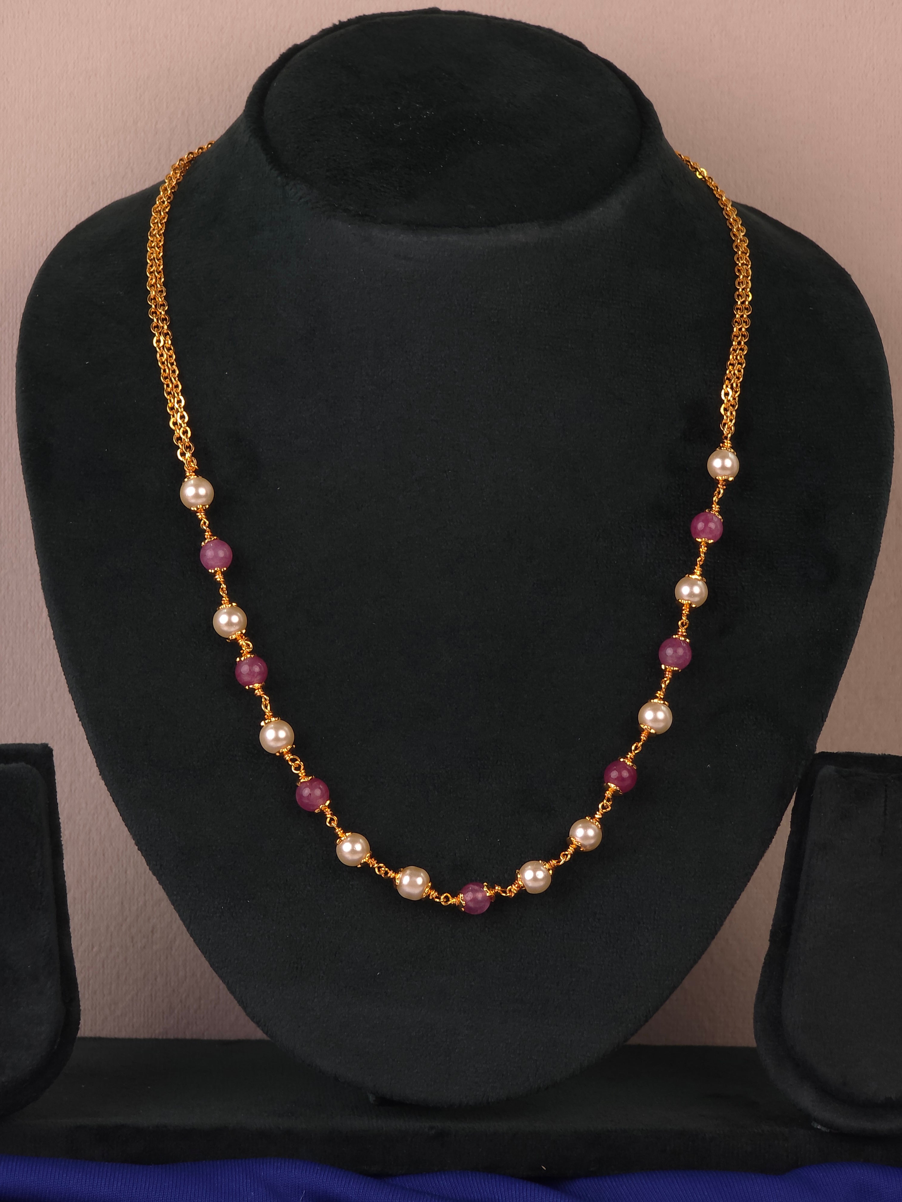 Gold finish peral chain 19 inches