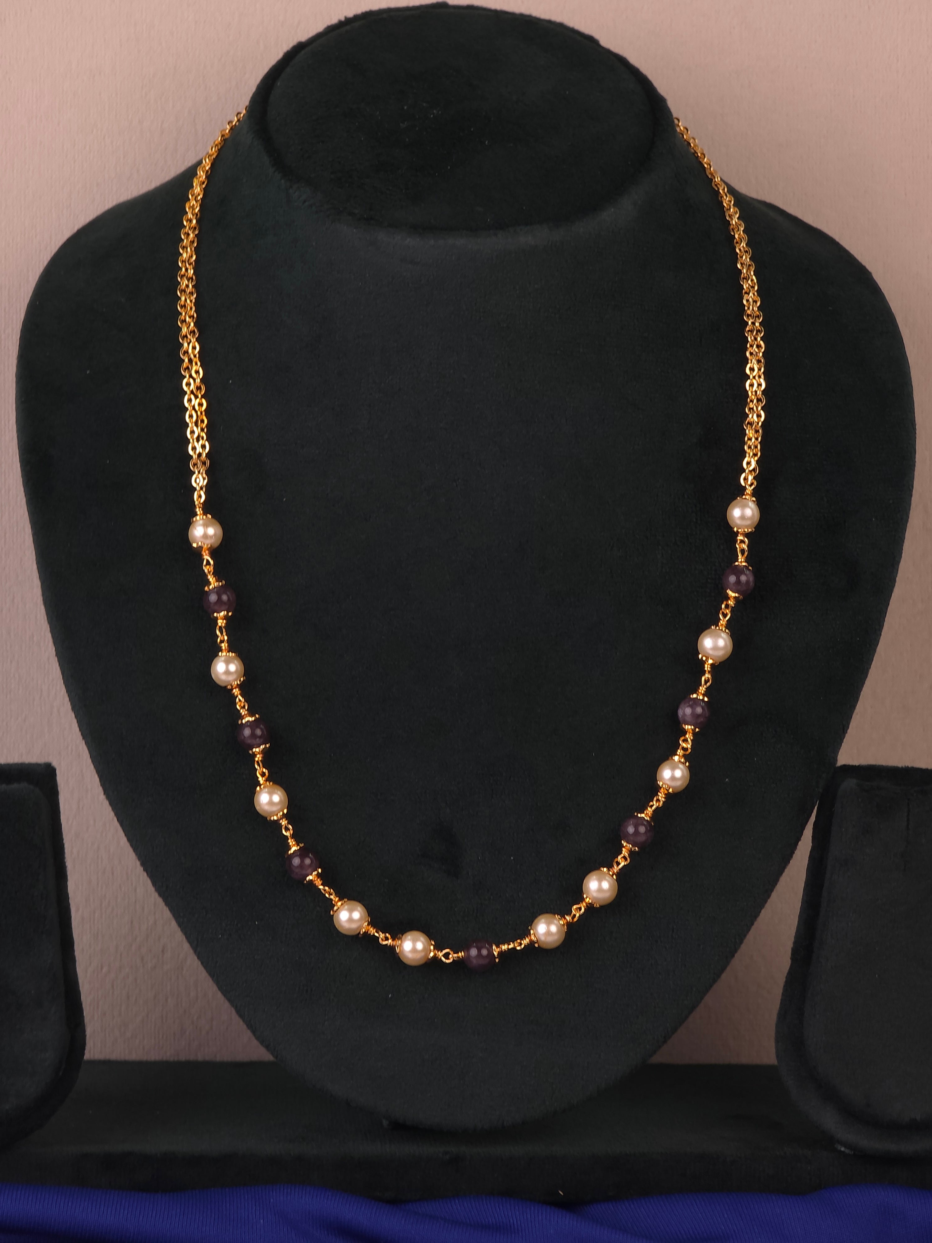 Gold finish peral chain 19 inches