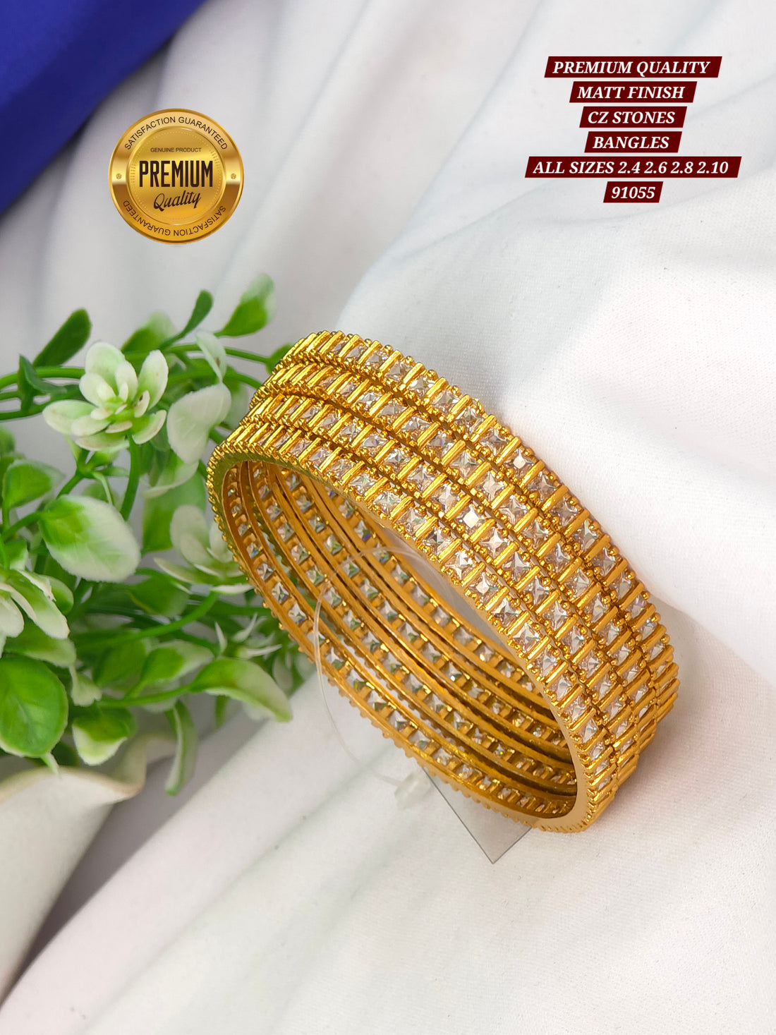PREMIUM QUALITY MATT FINISH cz STONES BANGLES