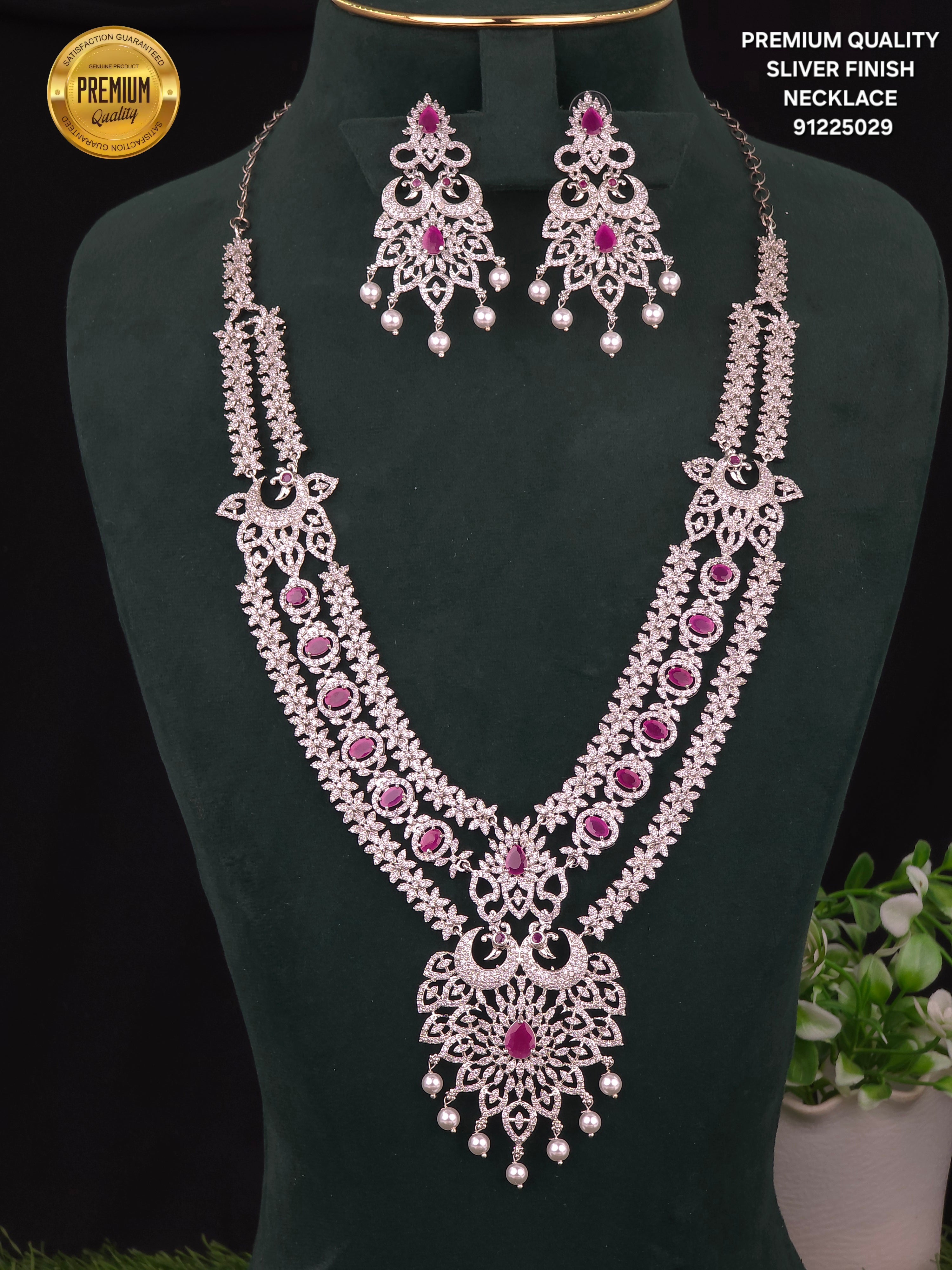 Sliver FINISH cz Necklaces