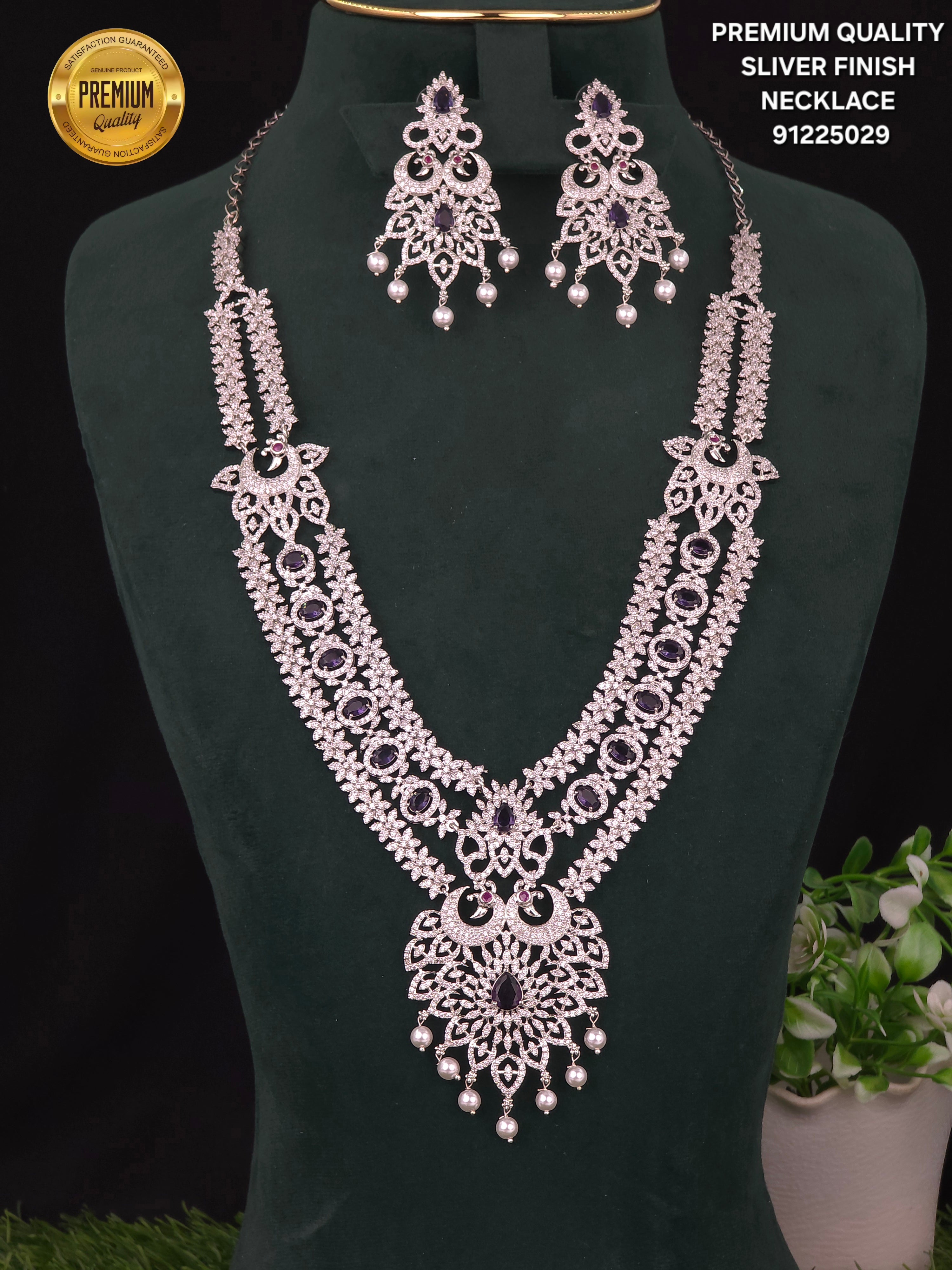 Sliver FINISH cz Necklaces