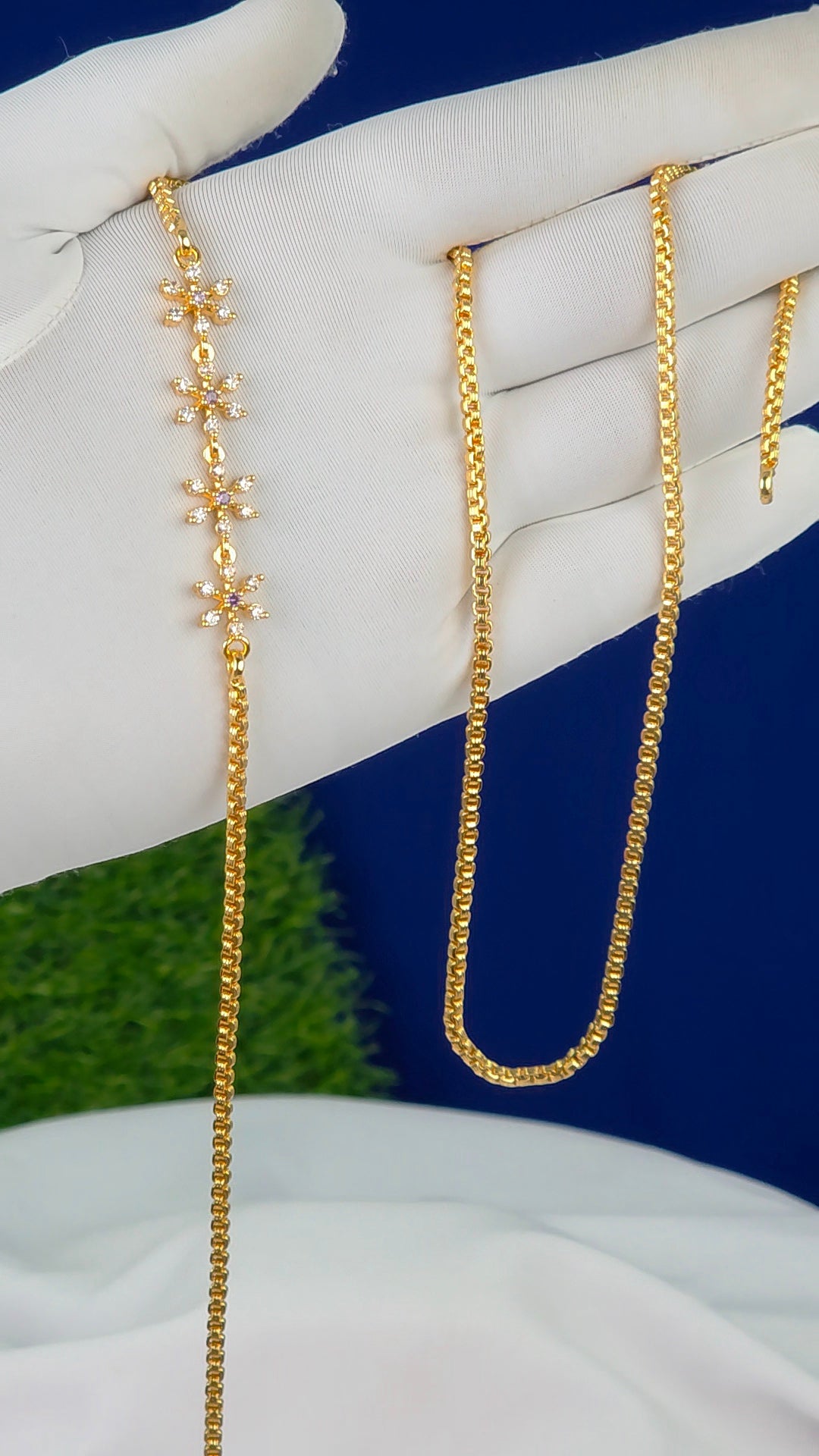 26 in gold finish Thalli chains