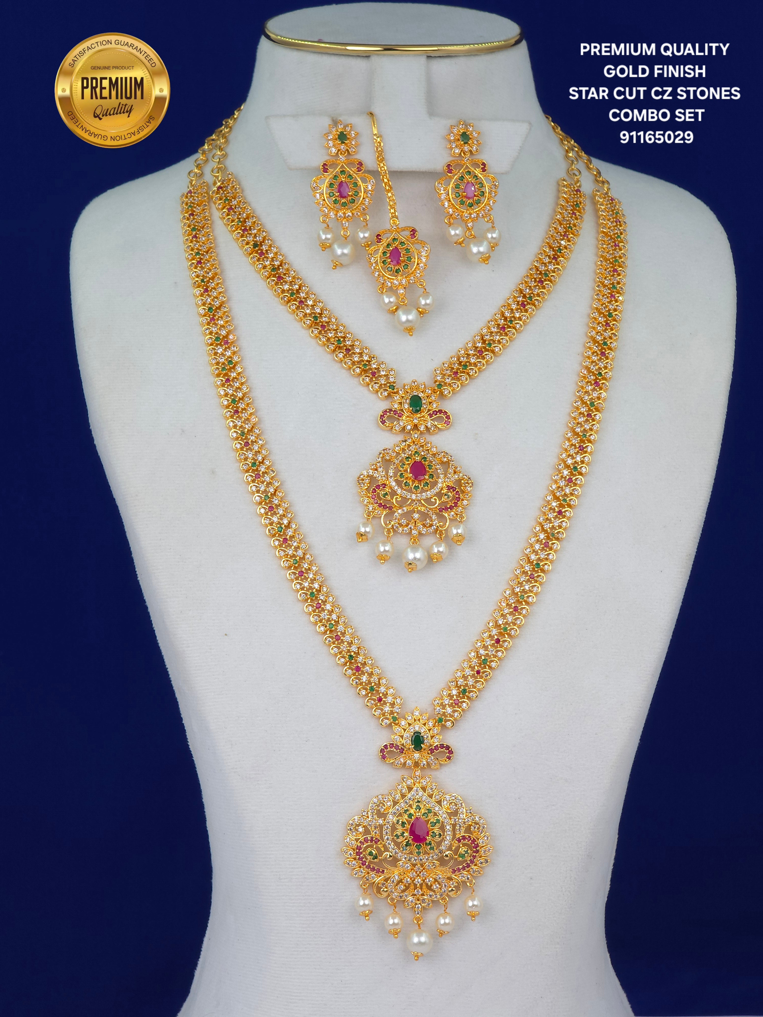 PREMIUM QUALITY 
GOLD FINISH 
STAR CUT CZ STONES 
 COMBO SET 
91165029