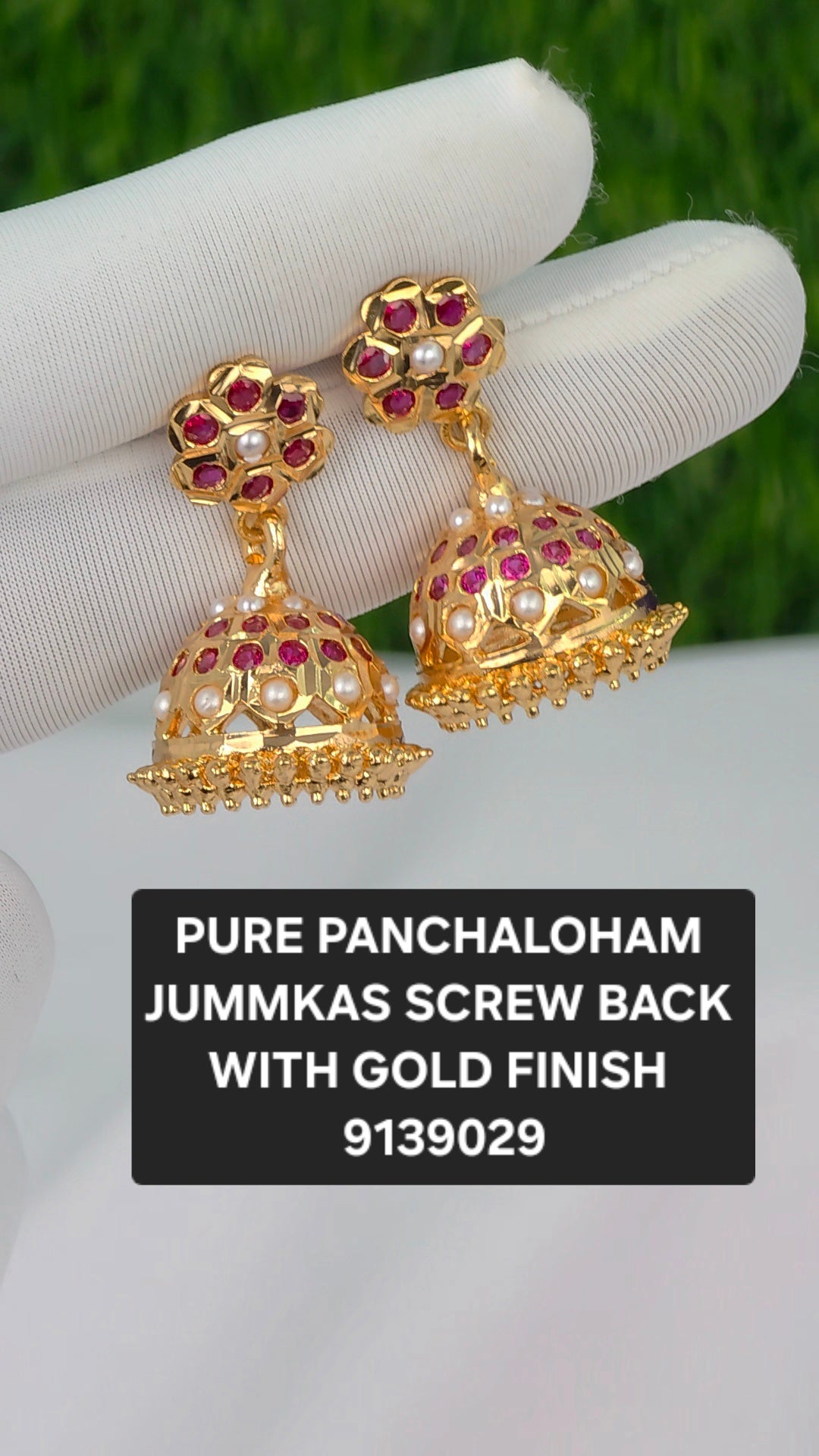 Gold finish Panchaloham earrings Screw type