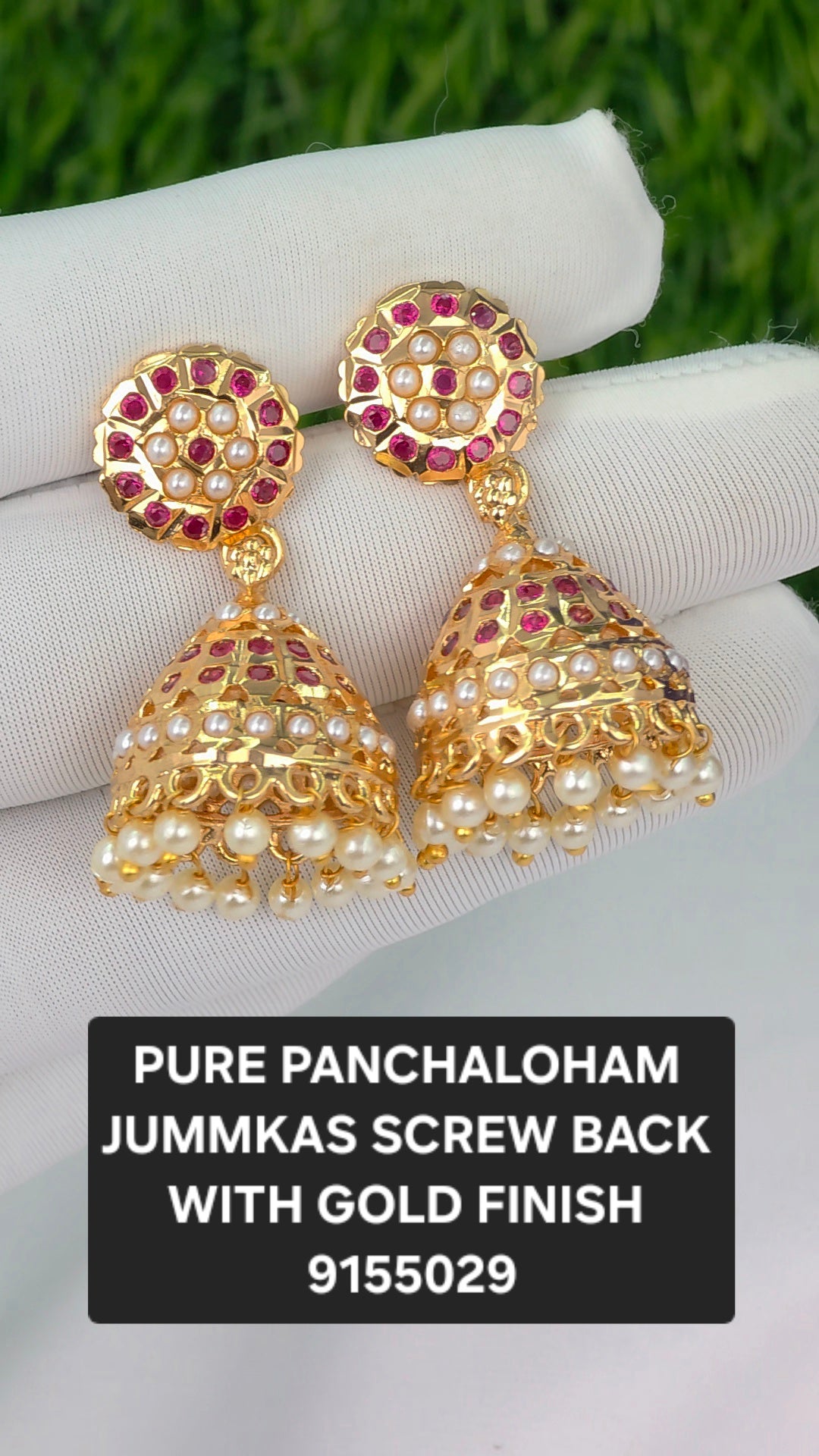 Gold finish Panchaloham earrings Screw type