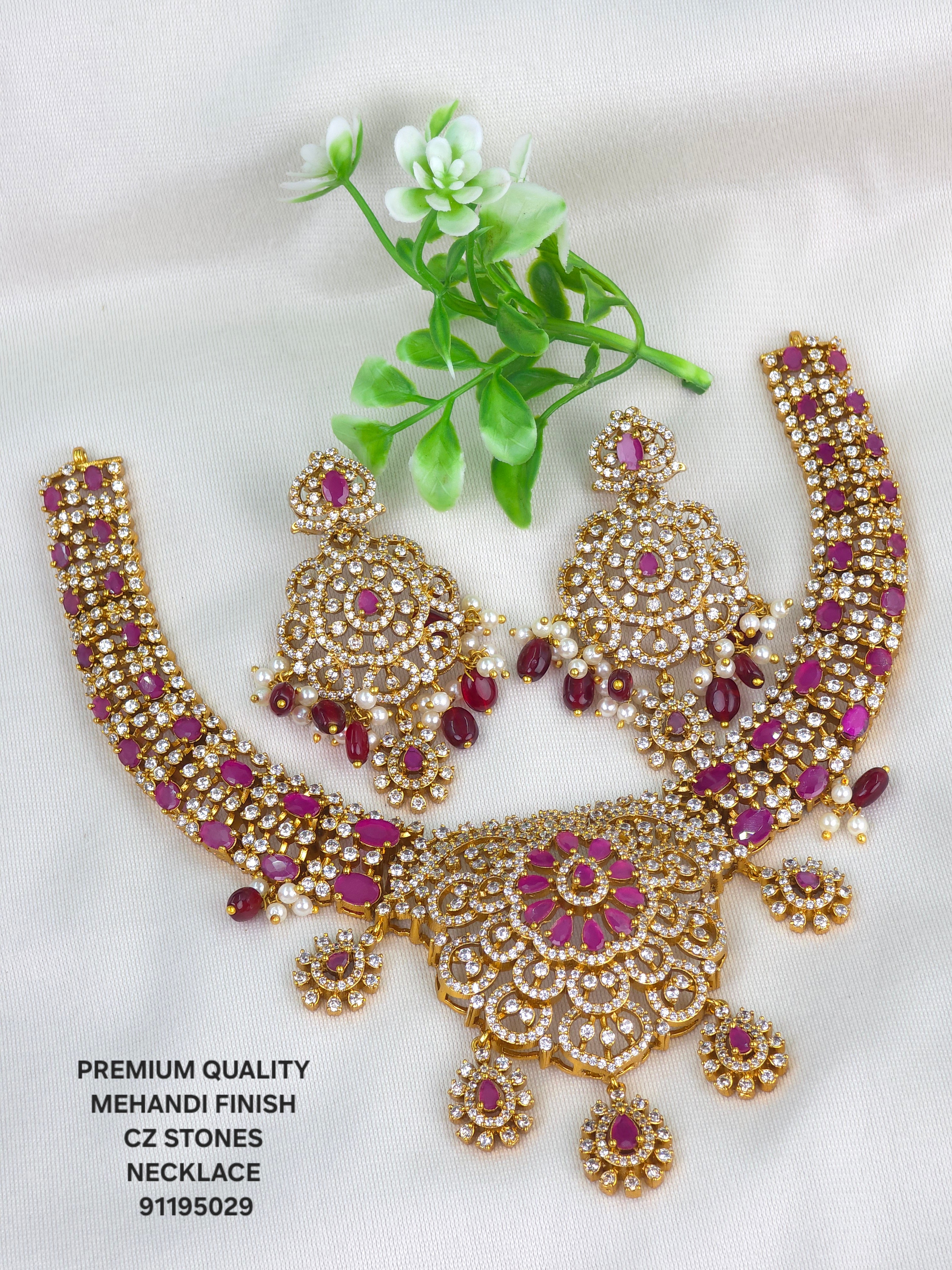 Matt finish cz stones necklace