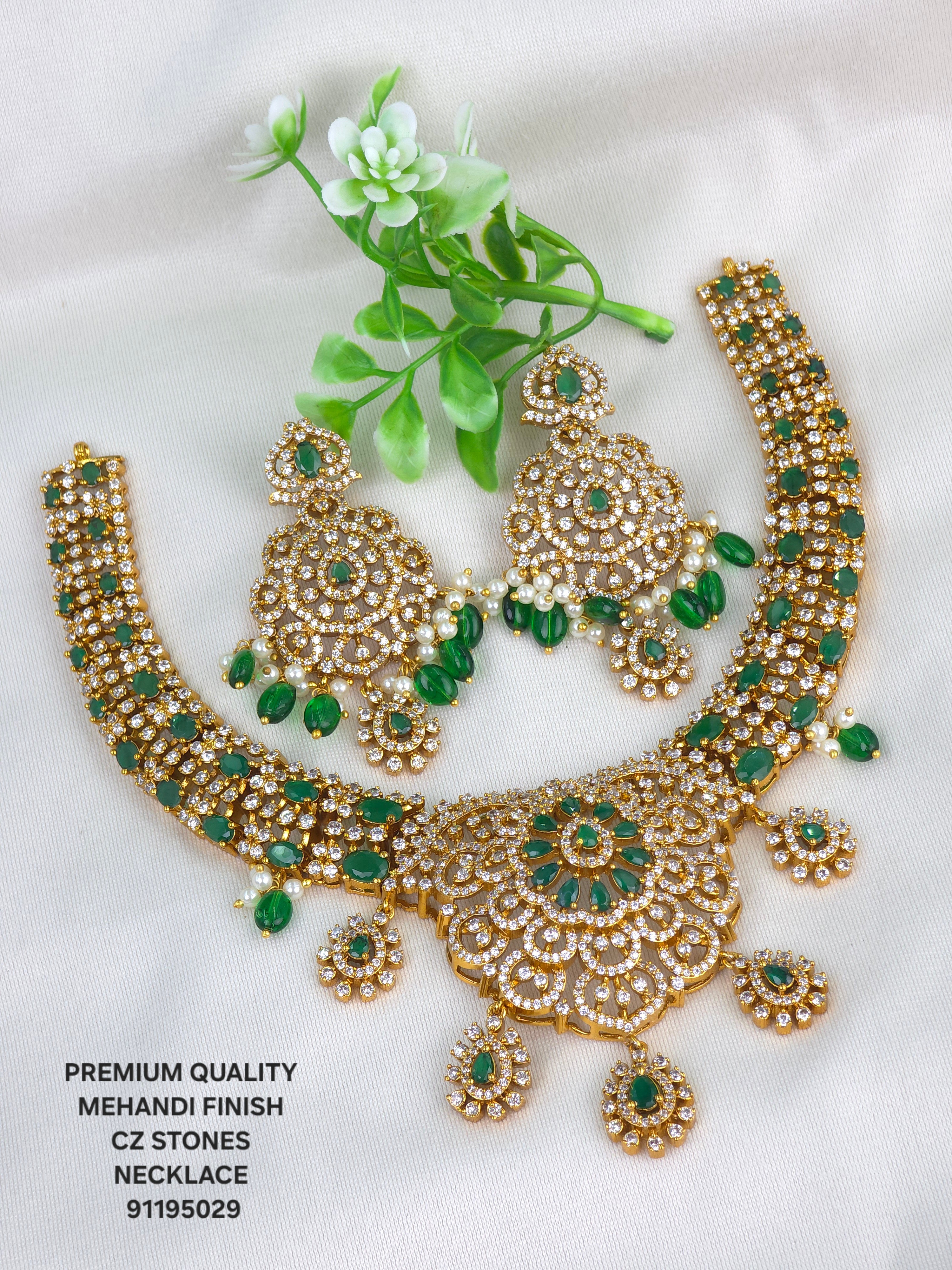 Matt finish cz stones necklace