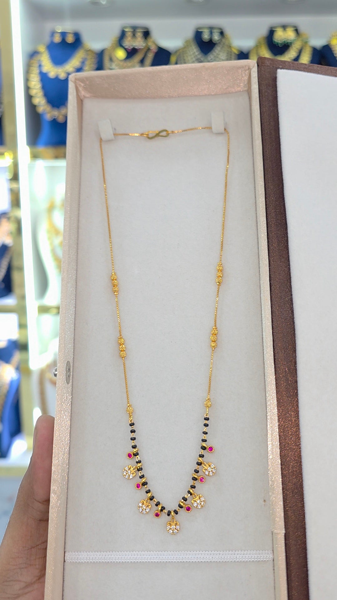 PREMIUM QUALITY gold finish Short black beads 18 inches