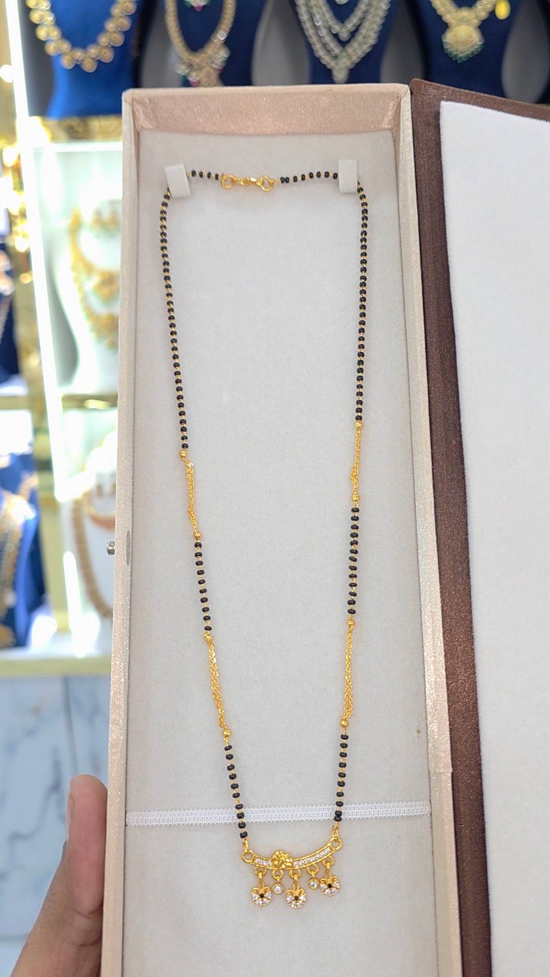 PREMIUM QUALITY gold finish Short black beads 18 inches