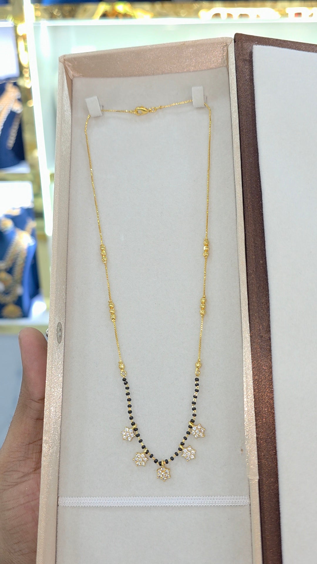 PREMIUM QUALITY gold finish Short black beads 18 inches