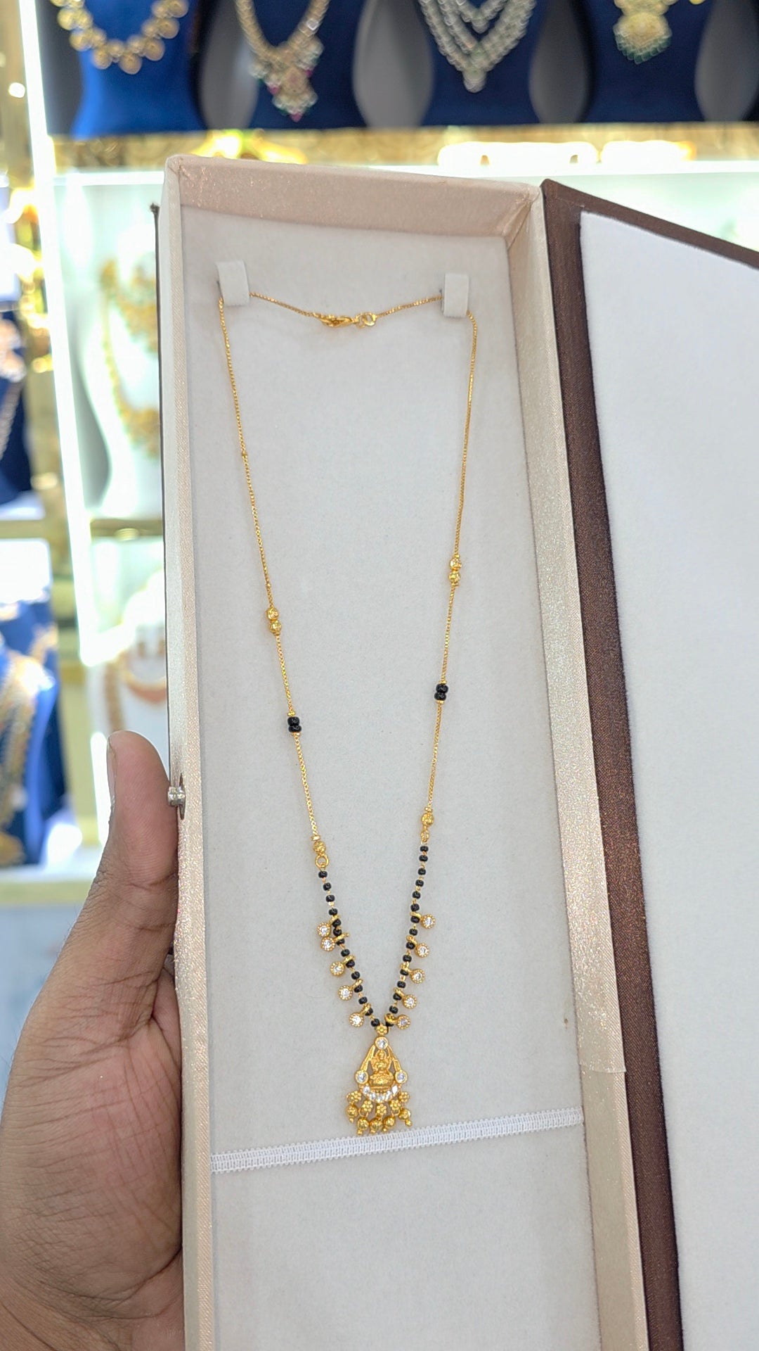 PREMIUM QUALITY gold finish Short black beads 18 inches